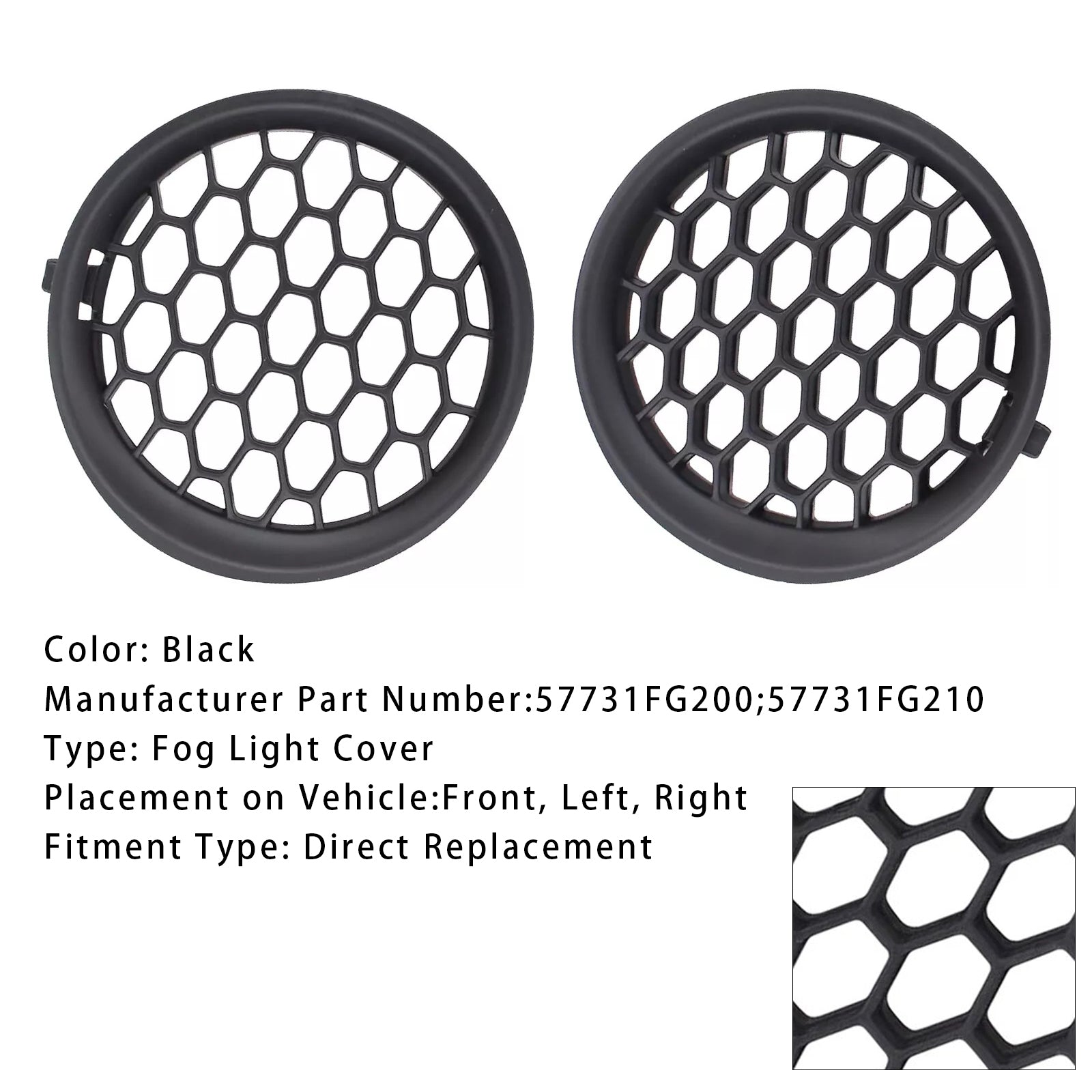 Pair Fog Light Cover Grilles For Subaru Impreza 2008-2014 57731FG200