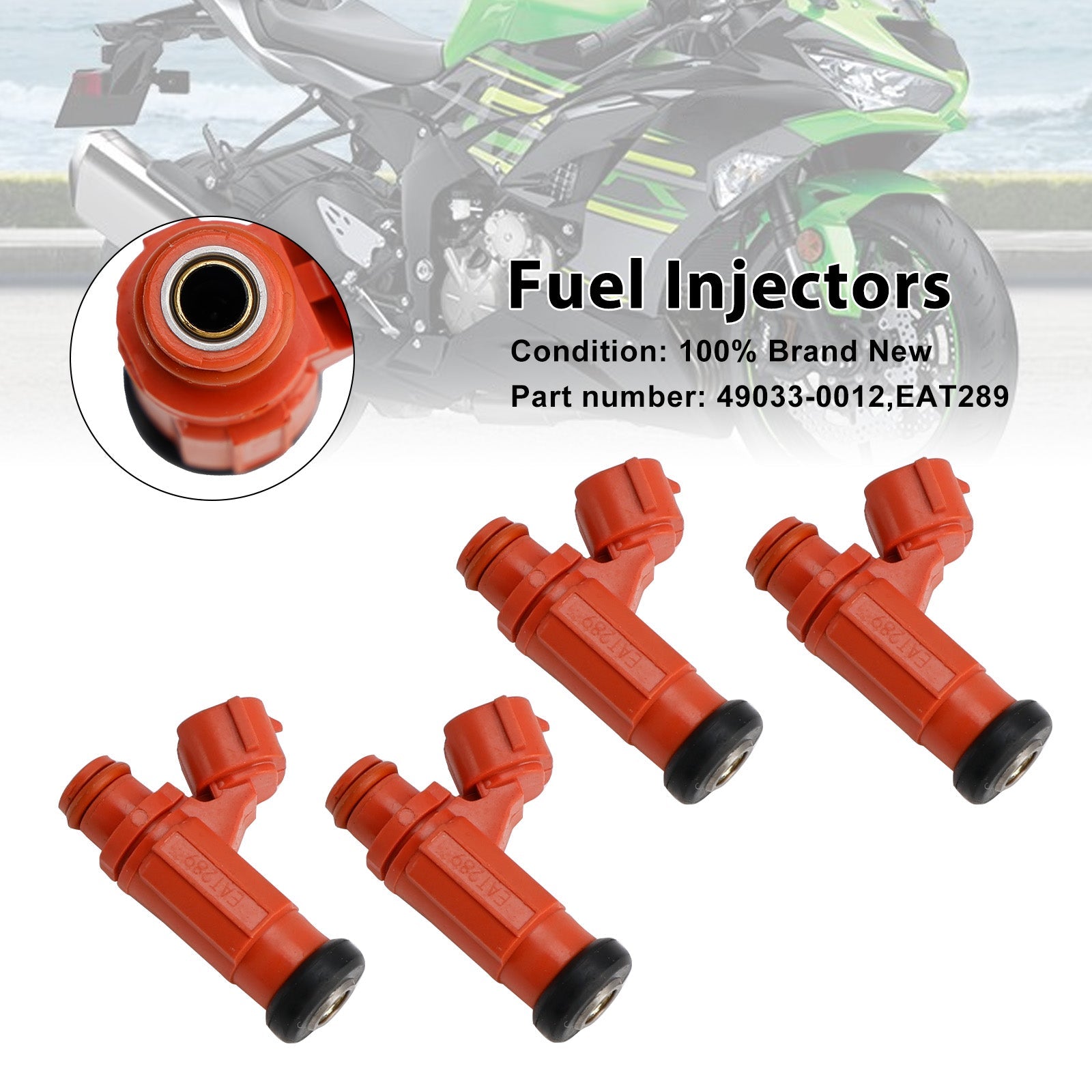 4PCS 49033-0012 Fuel Injectors EAT289 For Kawasaki NINJA 1000 ZX-6R Z1
