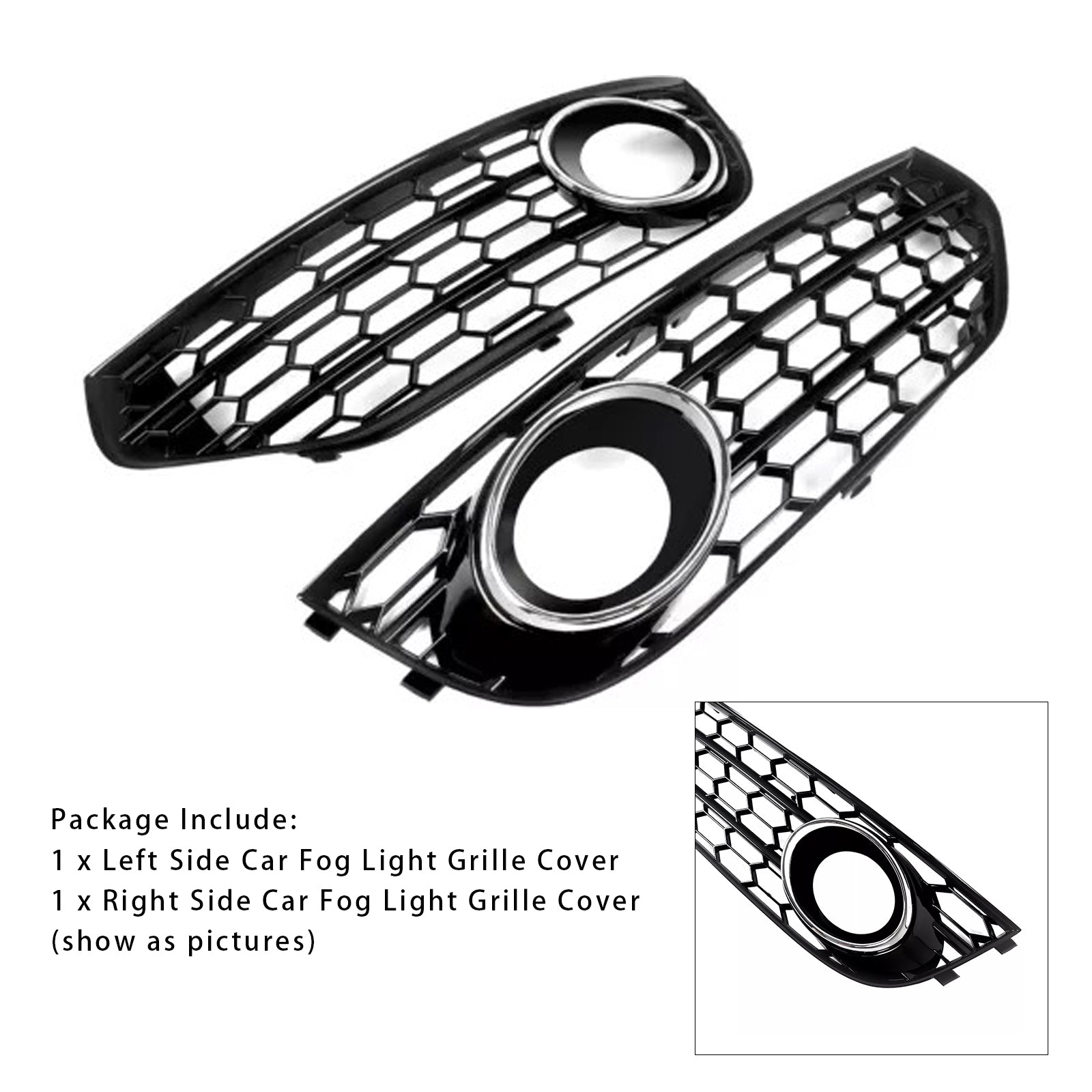 2010-2015 Audi A4 Allroad B8 Front Bumper Honeycomb Fog Grille Cover Chrome