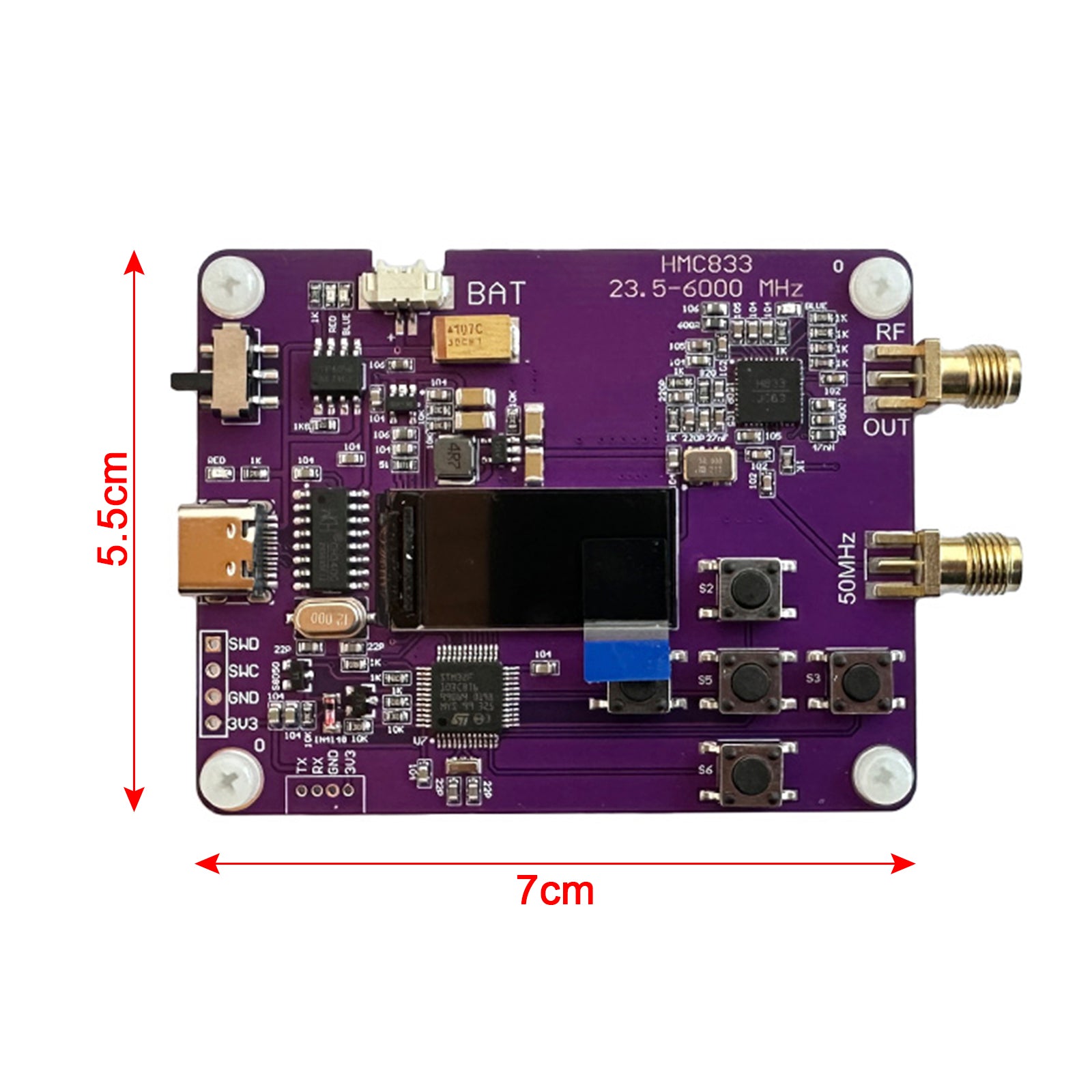 6GHz RF Signal Generator 23.5-6000MHz Keypad Version Oled Screen Display HMC833