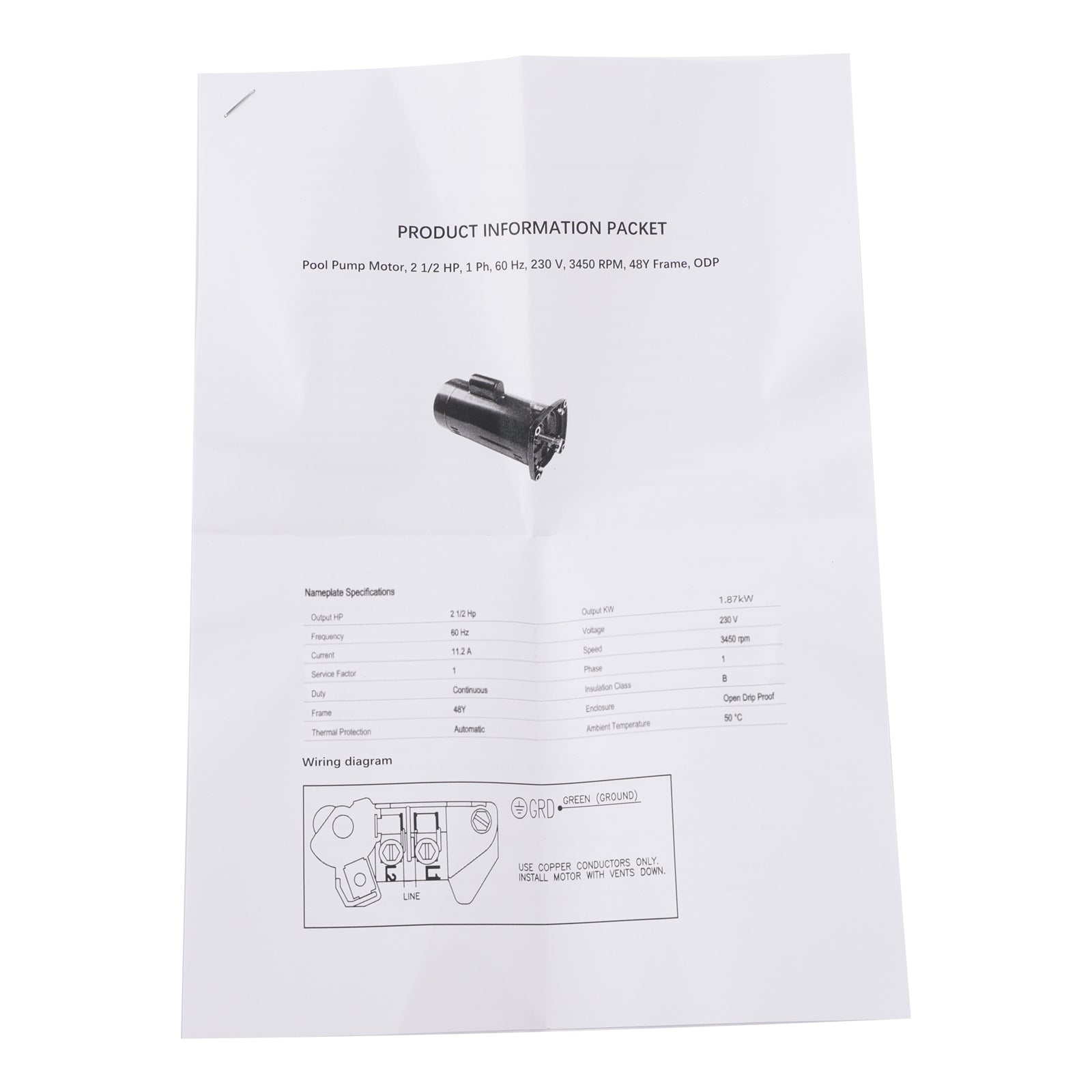 USQ1252 Swimming Pool Motor 2.5HP 230V 48Y Square Flange With PS-200 Seal Kit