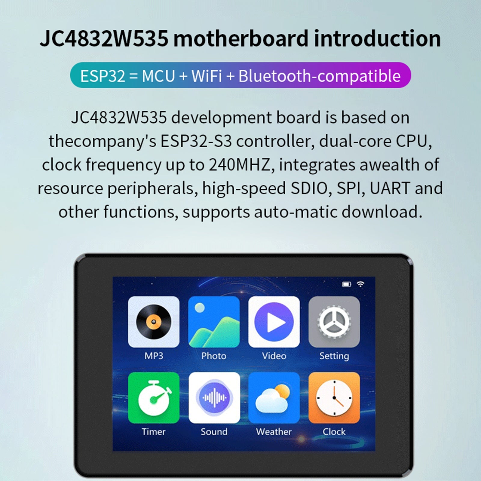 ESP32 S3 Development Board Smart Touch Screen Built-In Firmware WIFI Bluetooth