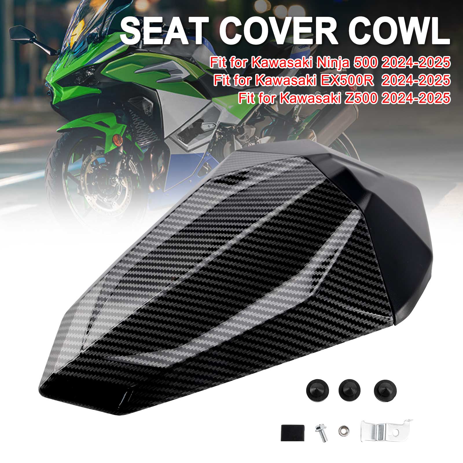 Tail Rear Seat Fairing Cowl for Kawasaki Ninja 500 EX500R Z500 24-25 Carbon