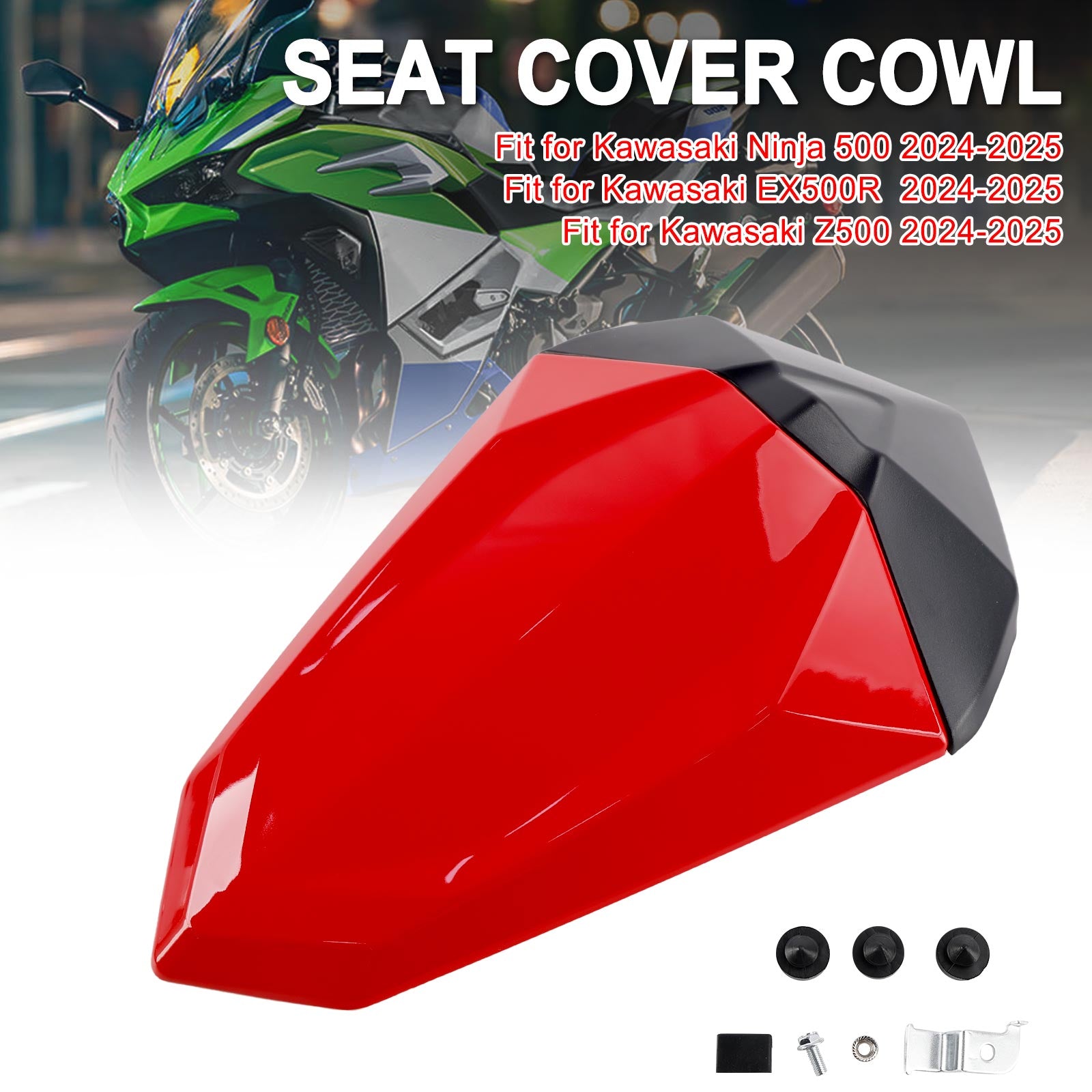 Tail Rear Seat Fairing Cowl for Kawasaki Ninja 500 EX500R Z500 24-25 Red