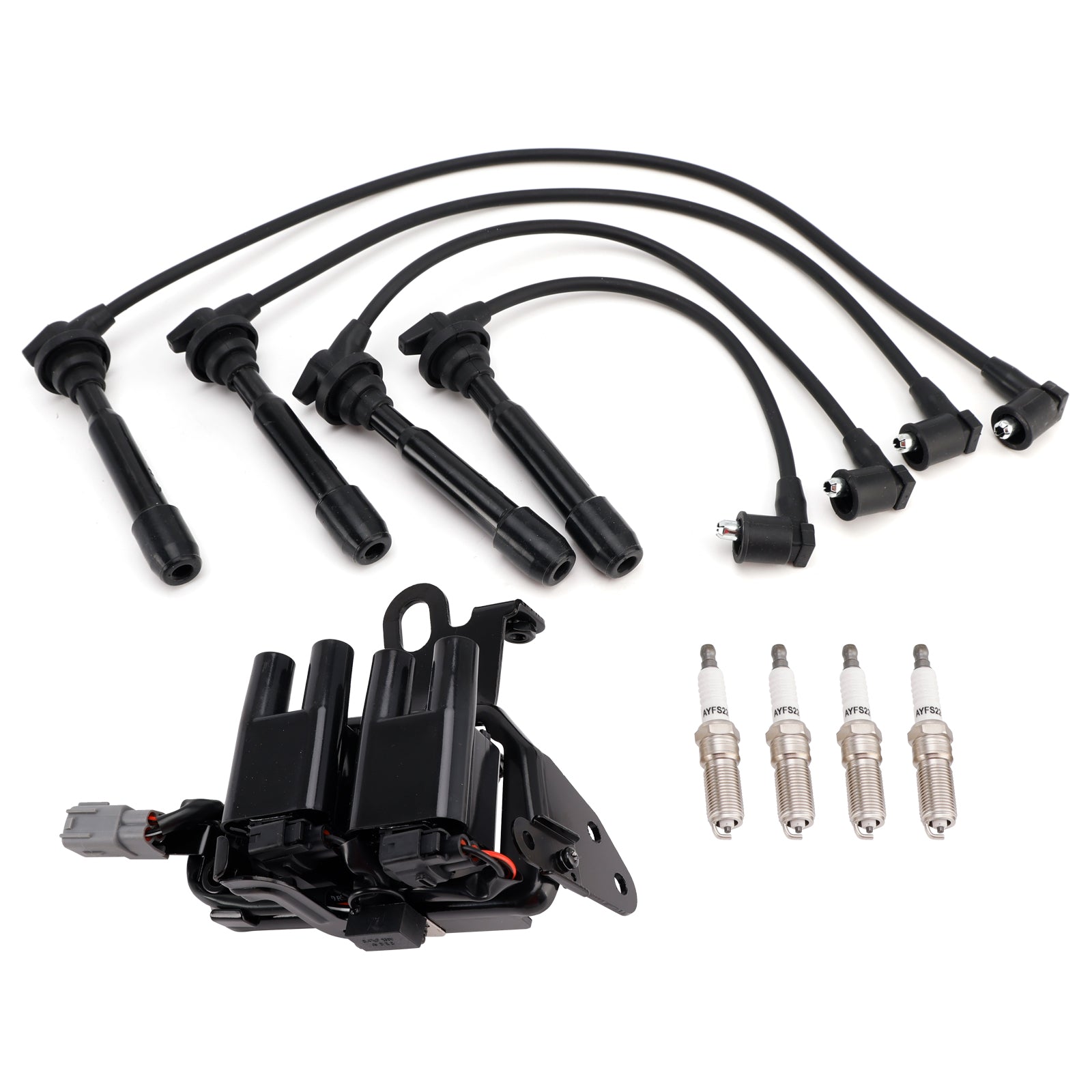 2003-2008 For Hyundai Tiburon L4 2.0L 1 Ignition Coil+4 Spark Plug+ Wires Pack 178-8281