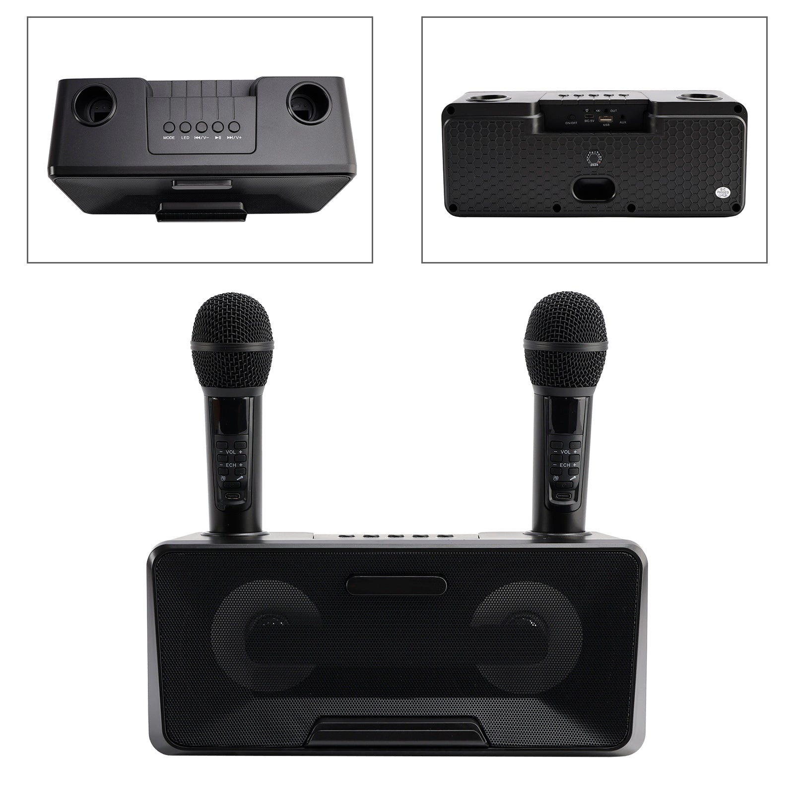Wireless Bluetooth Speaker Dual Microphone Karaoke All-In-One Outdoor Portable