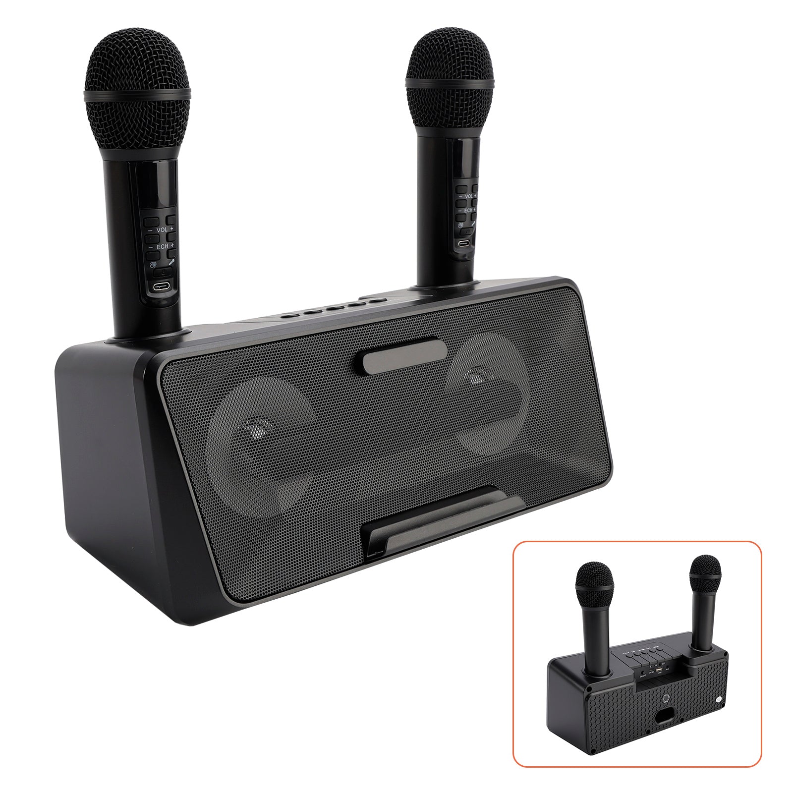 Wireless Bluetooth Speaker Dual Microphone Karaoke All-In-One Outdoor Portable