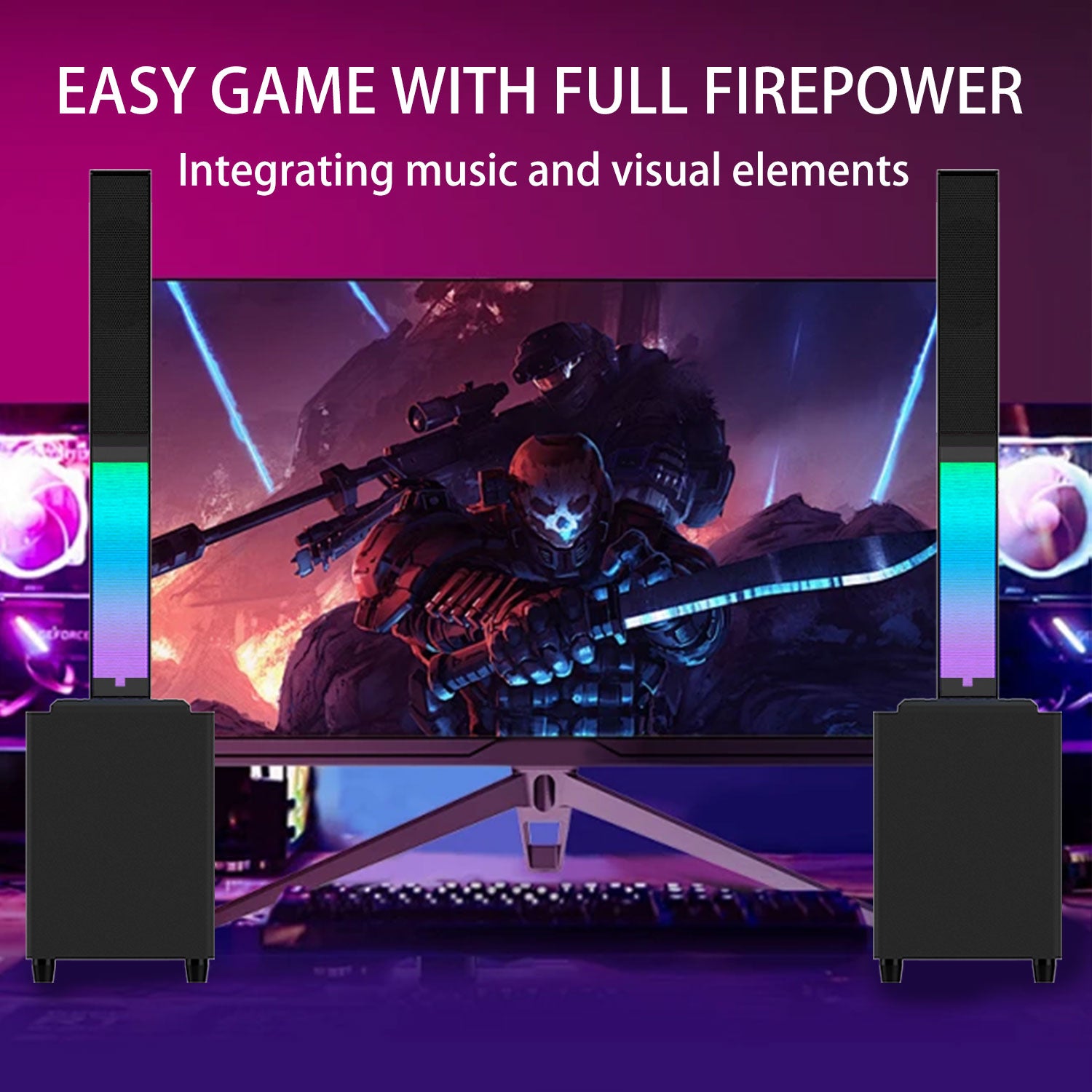 Bluetooth Speaker 2.1 Subwoofer RGB Detachable TWS Wireless Karaoke Home Theater