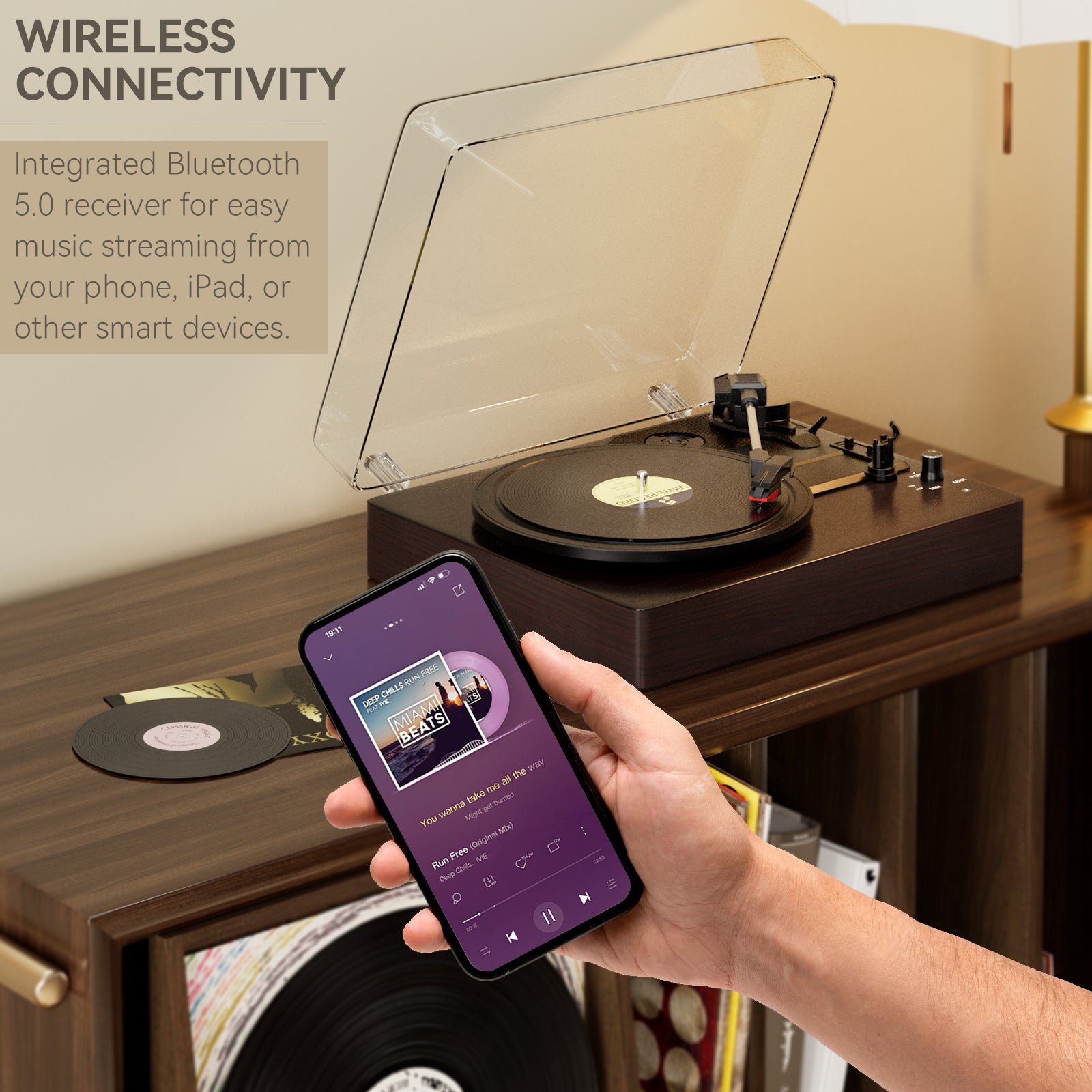 3 - Speed Turntable Decorative Record Player Split Bluetooth Vinyl Record Player
