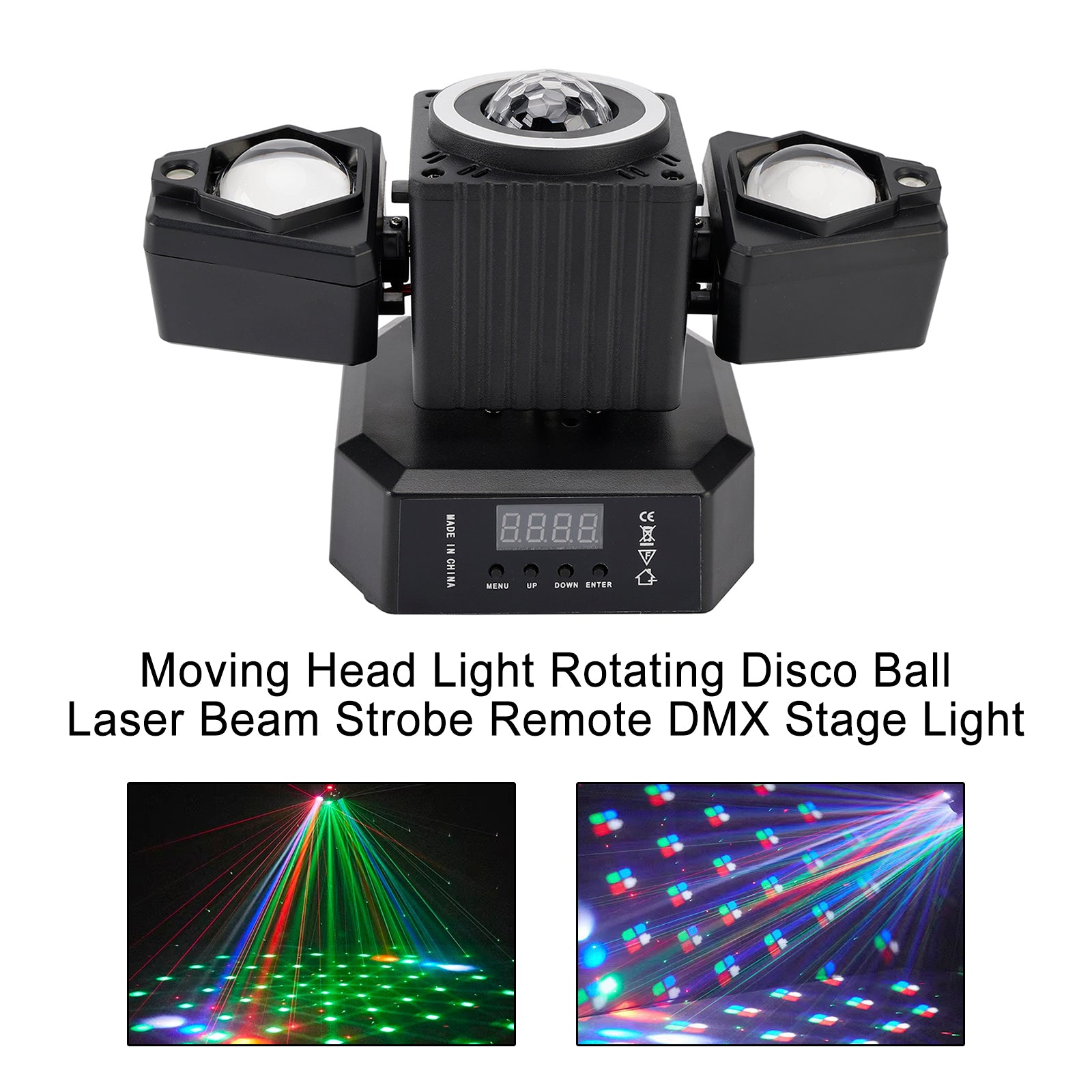 Moving Head Light Rotating Disco Ball Laser Beam Strobe Remote DMX Stage Light
