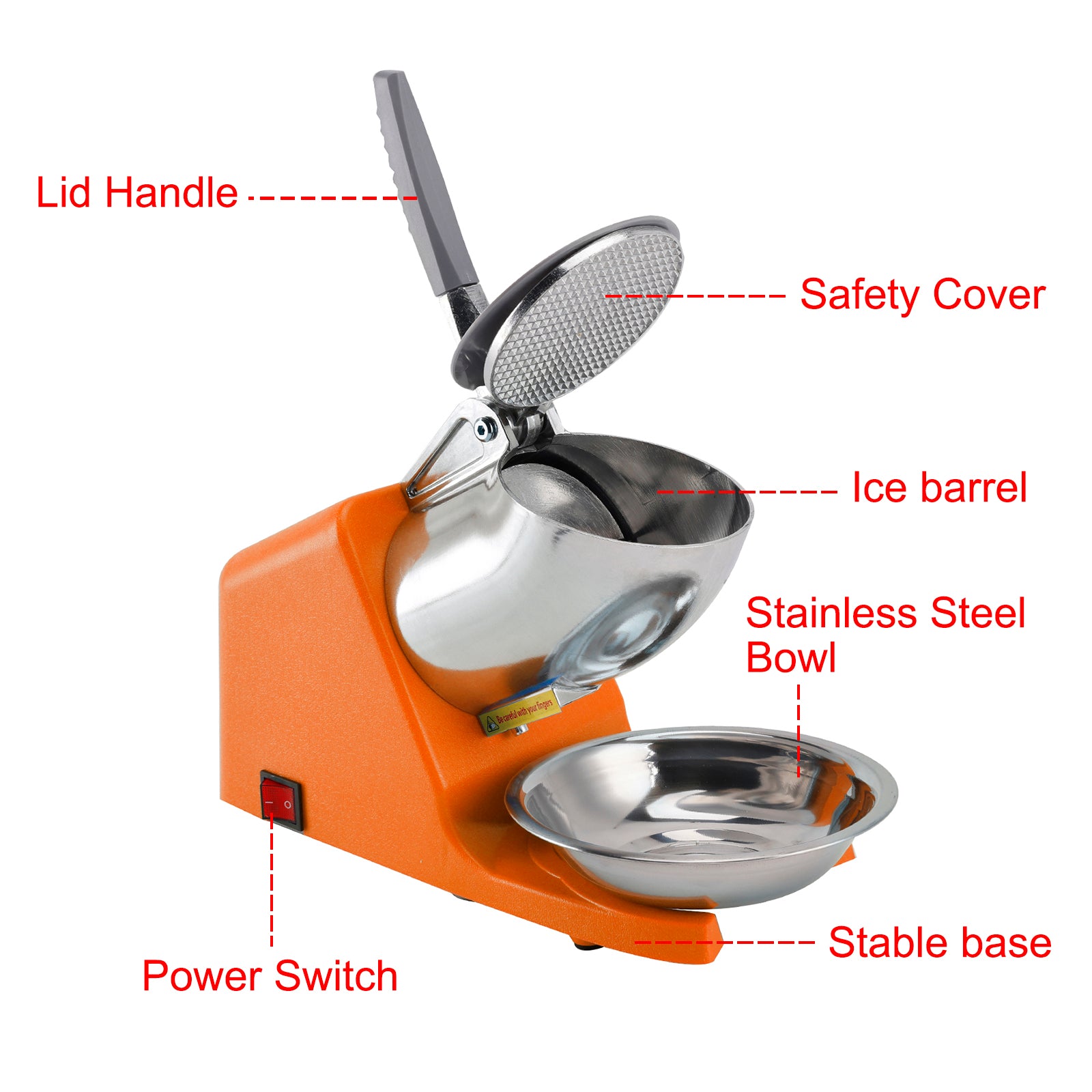 Electric Ice Crusher Machine 143LBS/Hr Snow Cone Maker Ice Shaver 500W UK Plug