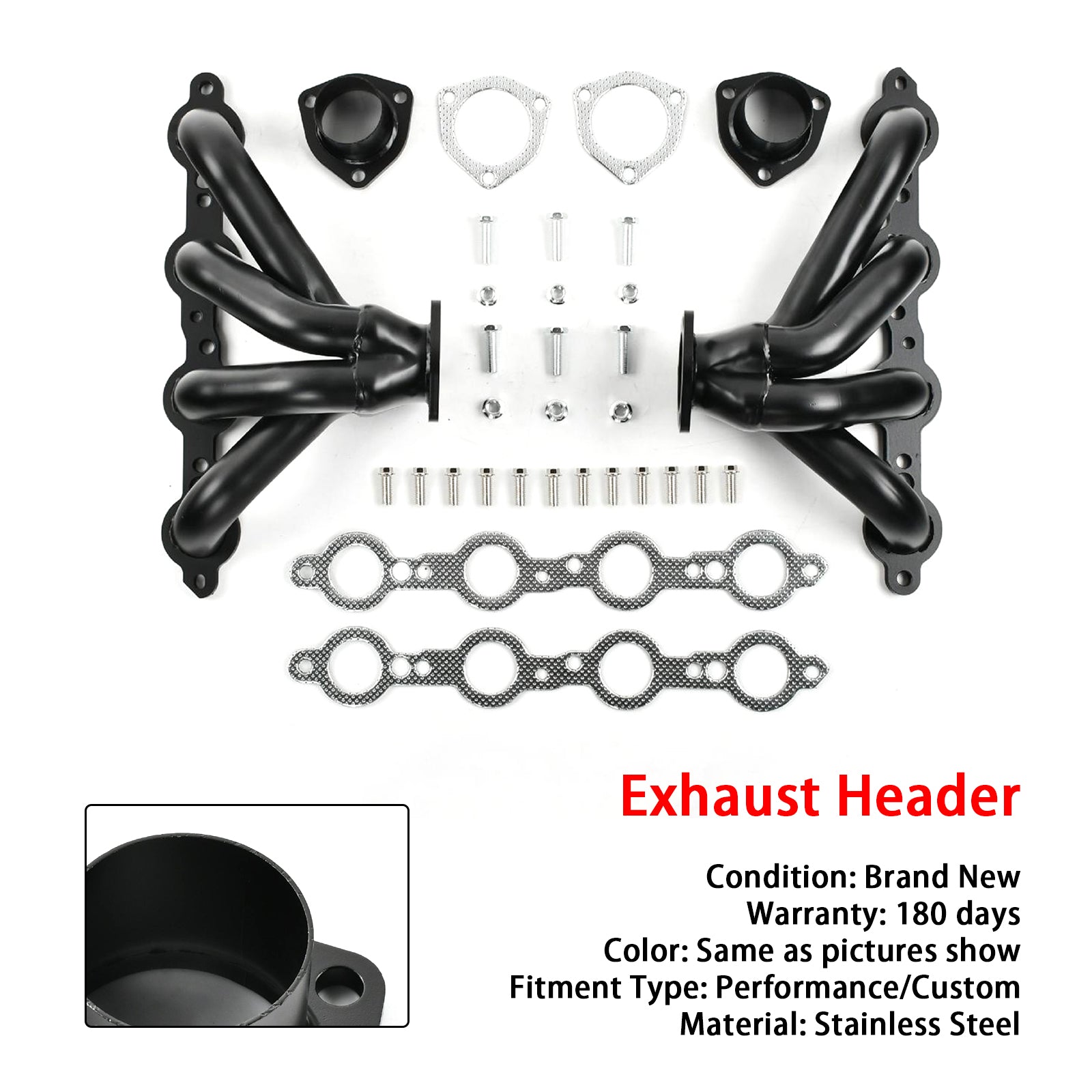 Black Exhaust Manifold Header Fit Chevy LS LS3 LS6 LS7