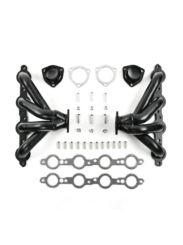 Black Exhaust Manifold Header Fit Chevy LS LS3 LS6 LS7
