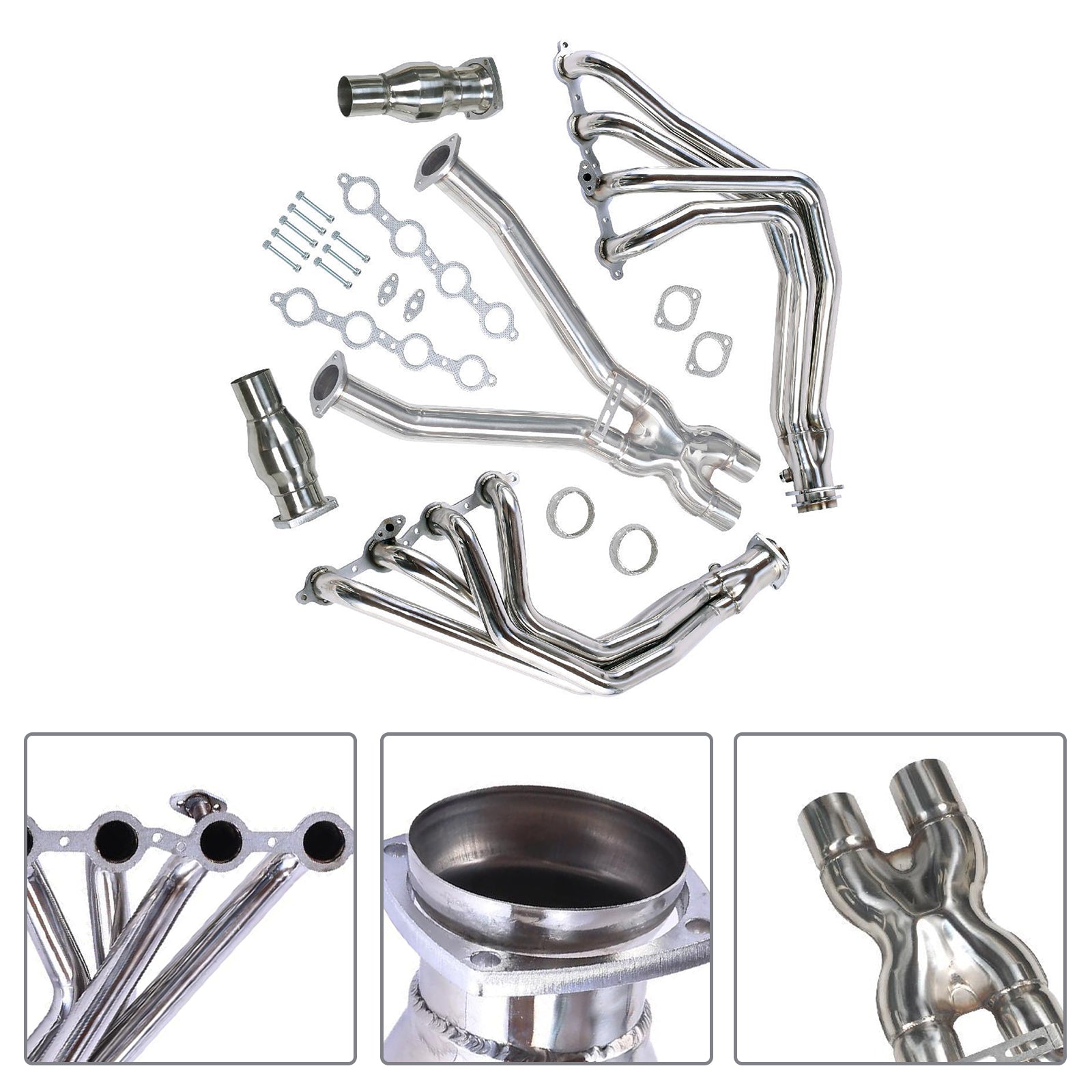 Stainless Exhaust Manifold Headers & X Pipe Fit Chevy Corvette 97-04 C5 LS1 LS6