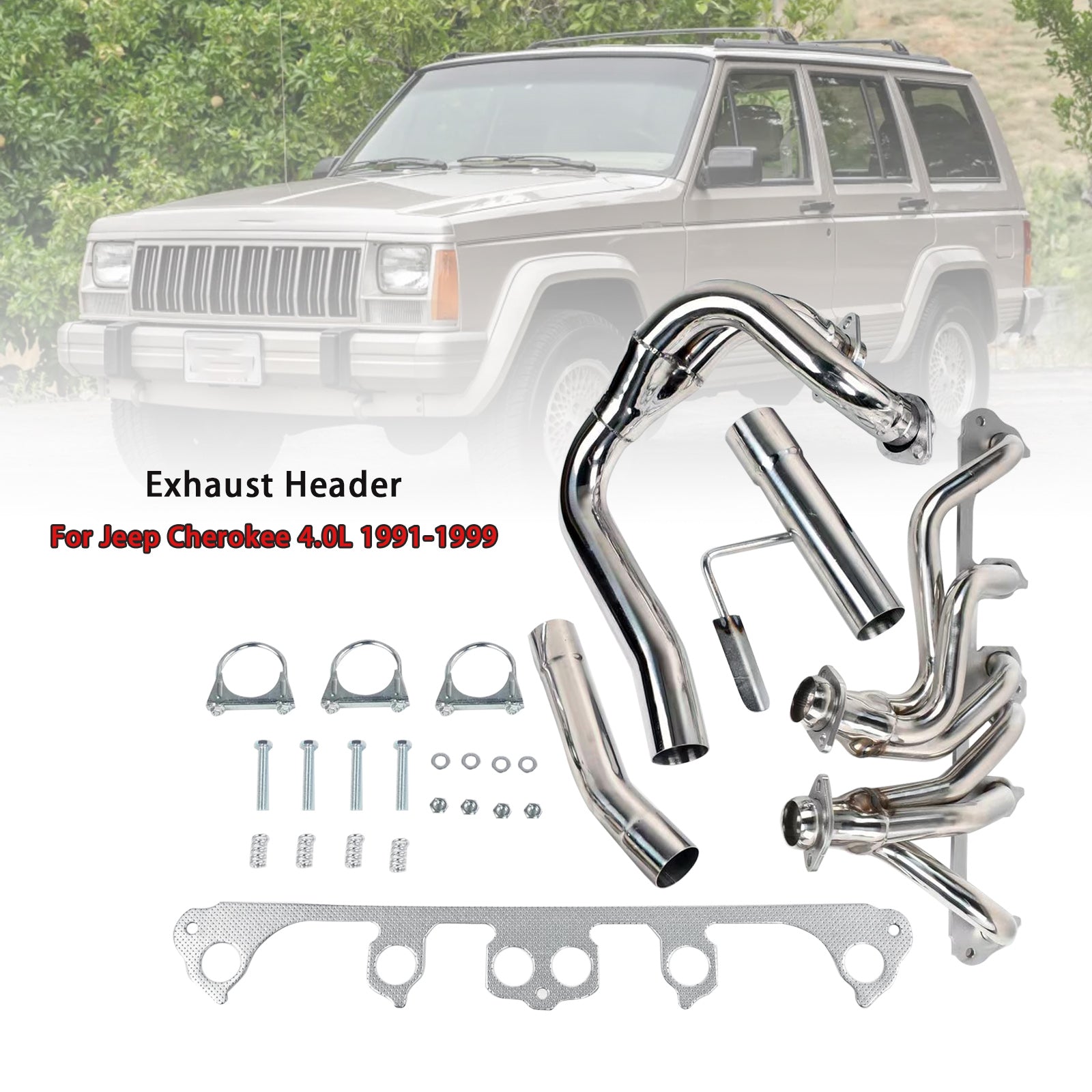 Racing Header Exhaust Manifold Fit Jeep Cherokee 4.0L 1991-1999