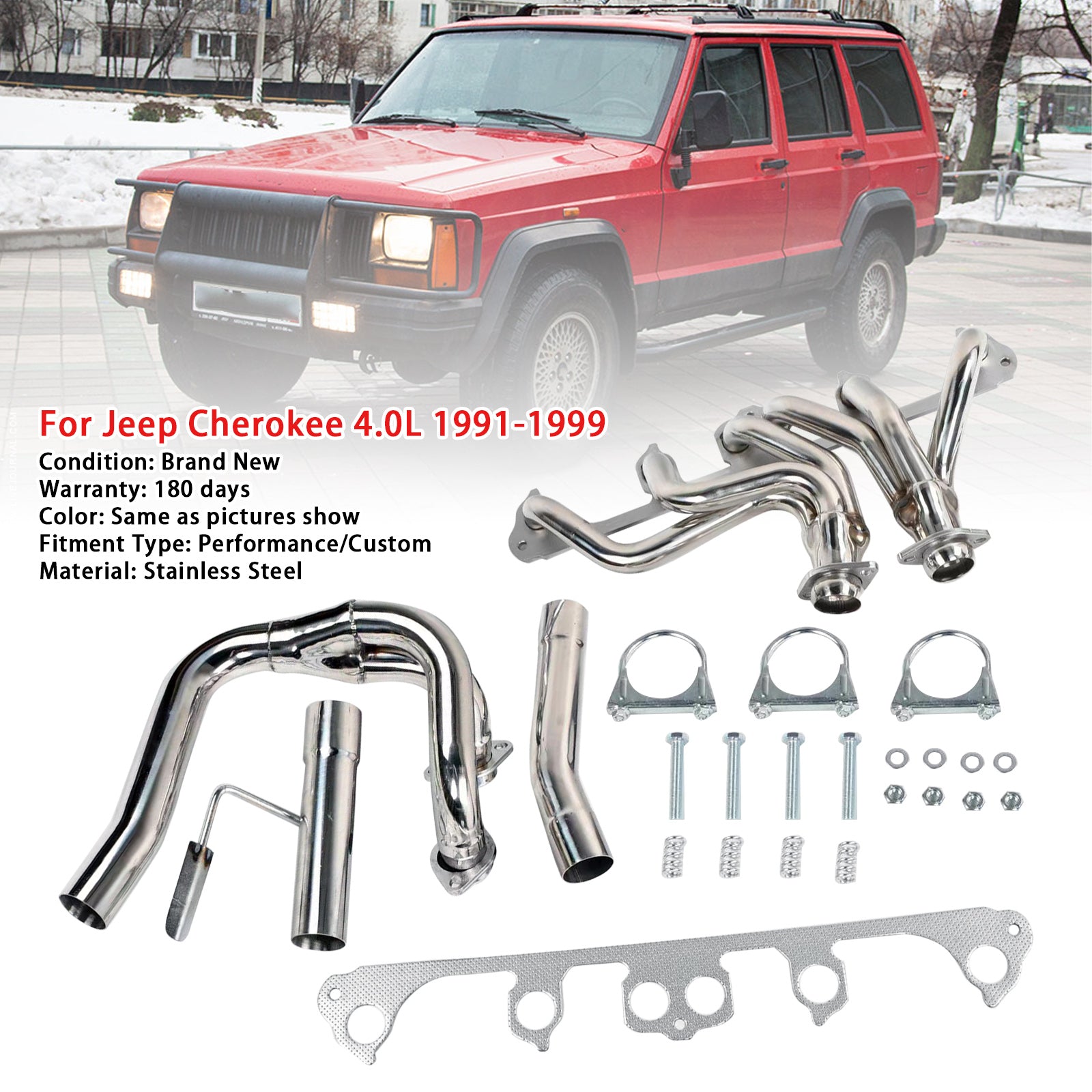 Racing Header Exhaust Manifold Fit Jeep Cherokee 4.0L 1991-1999