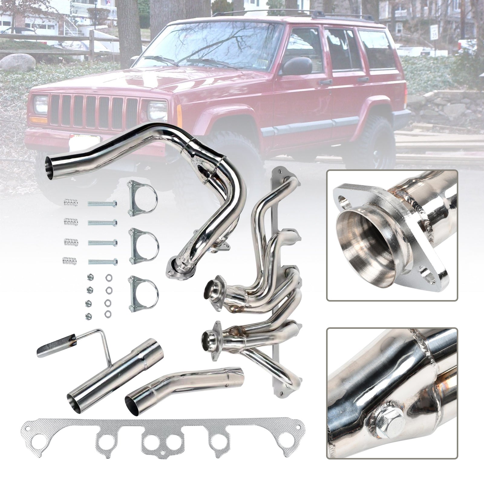 Racing Header Exhaust Manifold Fit Jeep Cherokee 4.0L 1991-1999