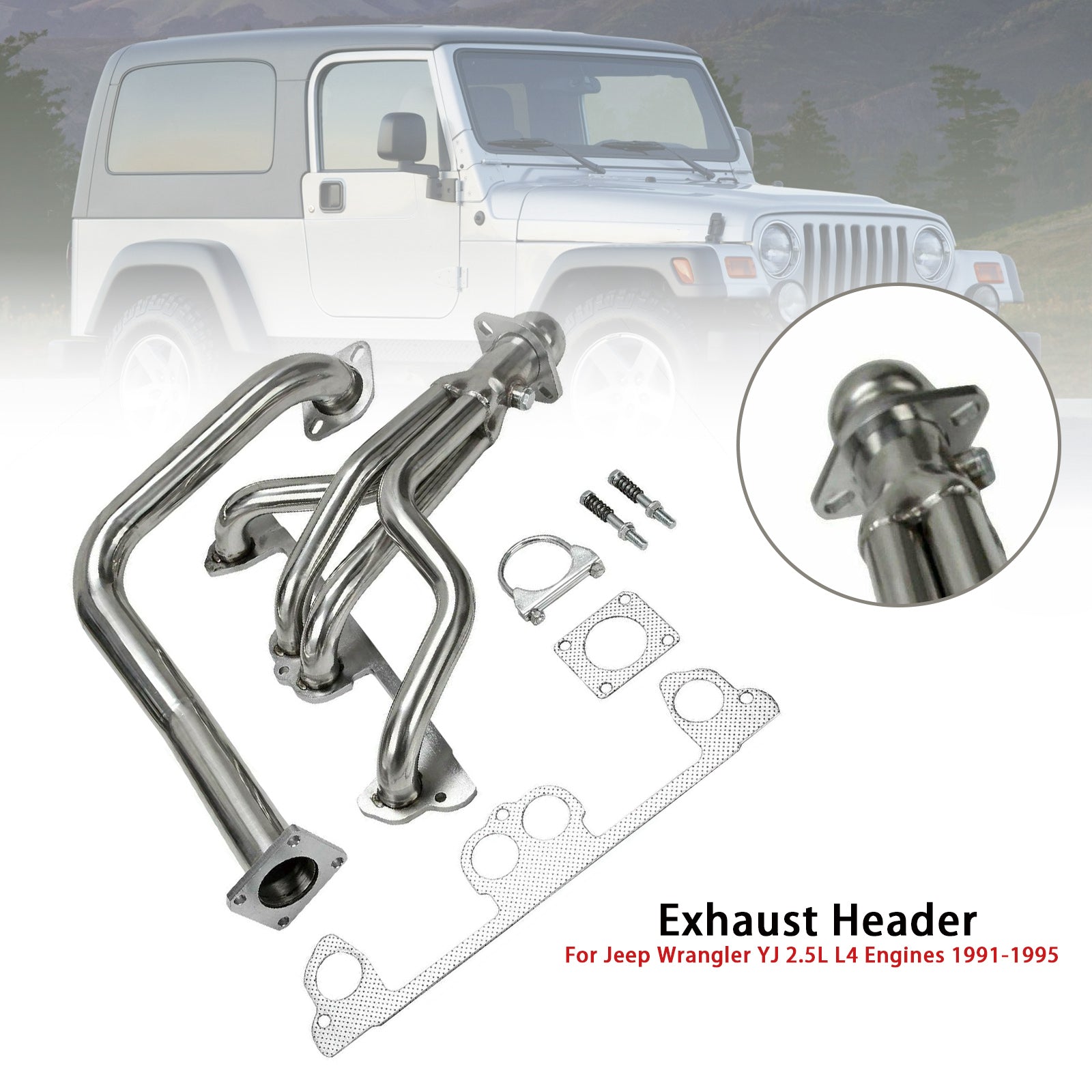 Exhaust Manifold Header w/ Downpipe Fit Jeep Wrangler YJ 2.5L L4 1991-1995