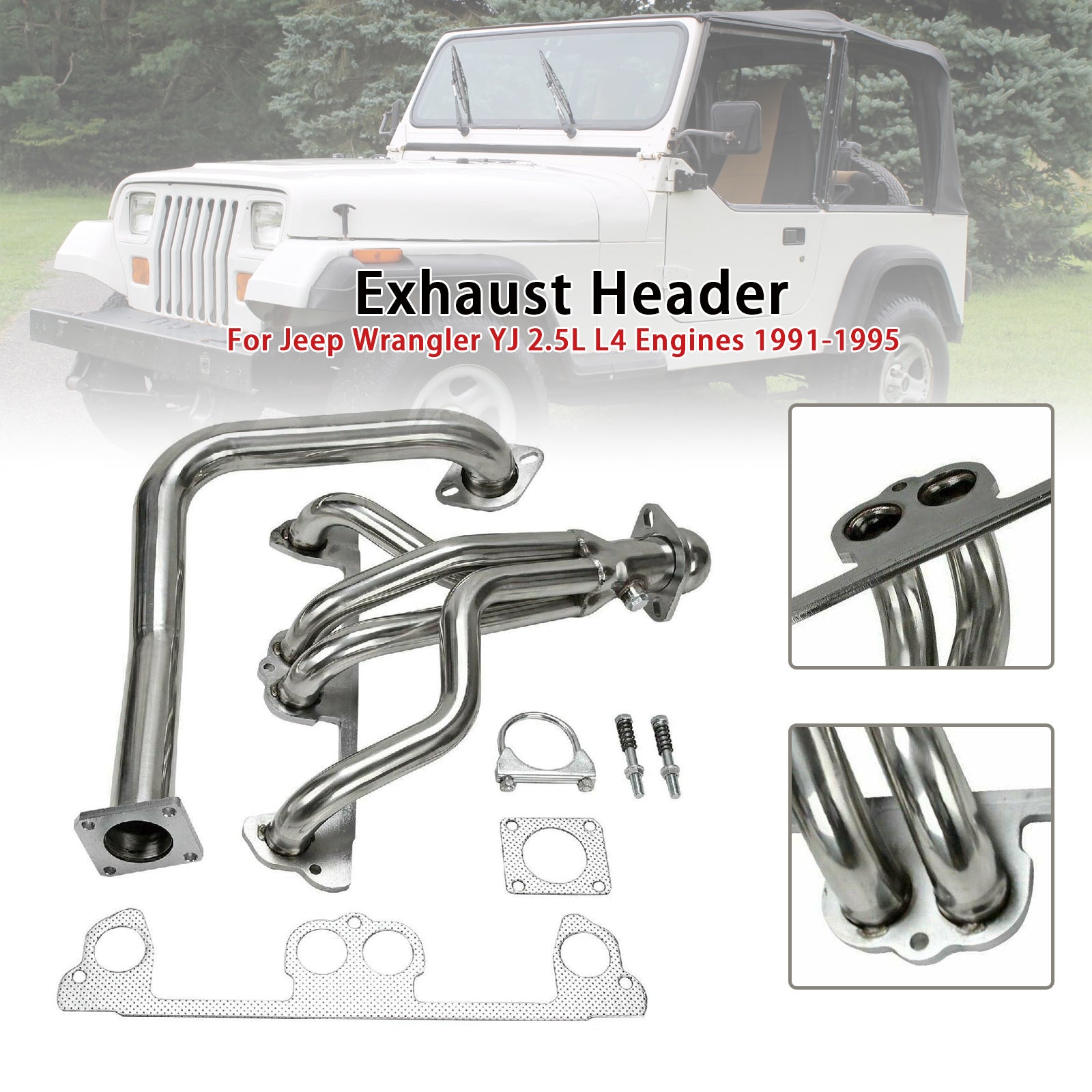 Exhaust Manifold Header w/ Downpipe Fit Jeep Wrangler YJ 2.5L L4 1991-1995