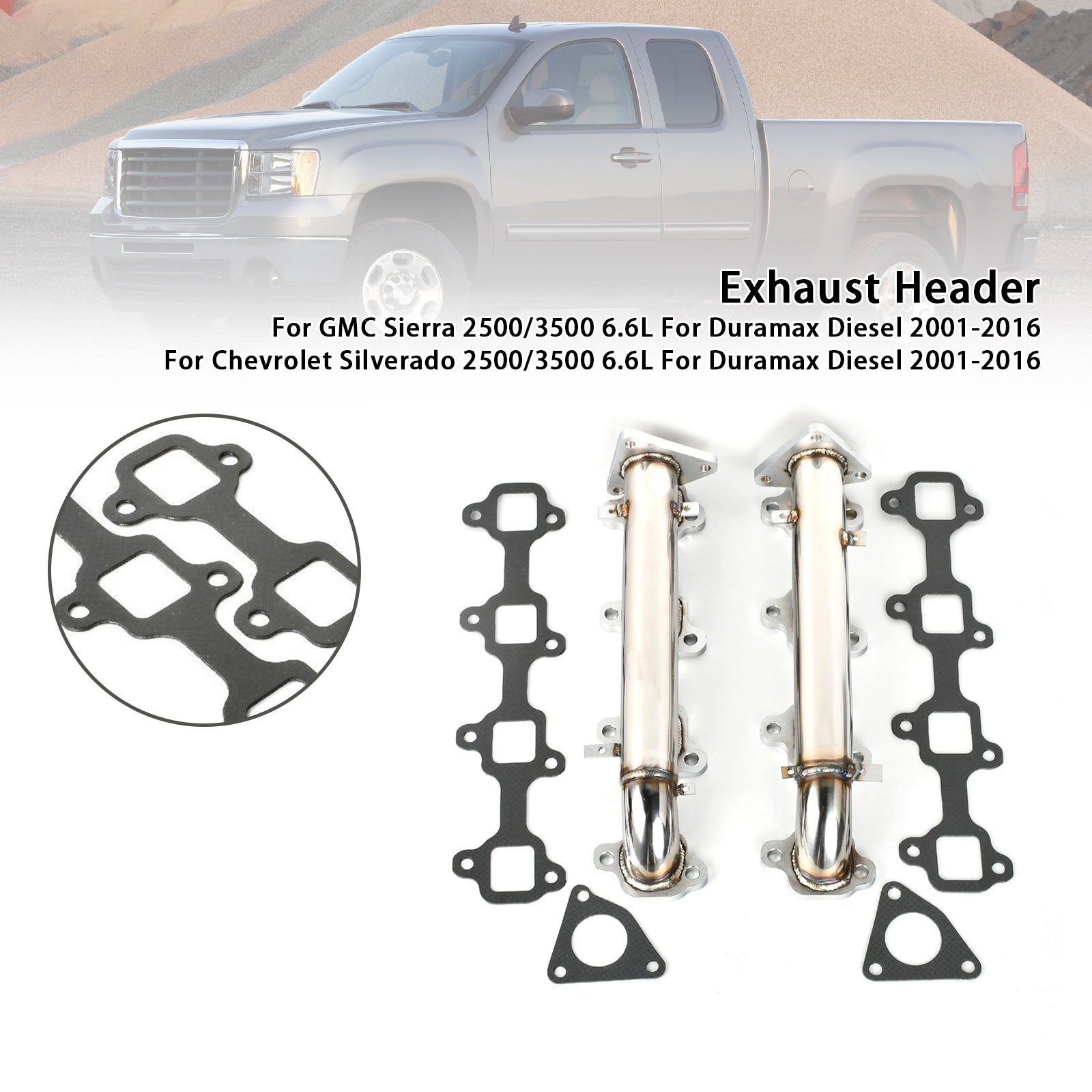 Stainless Exhaust Manifold Header Fit Chevy Fit Duramax Diesel 6.6L 2001-2016
