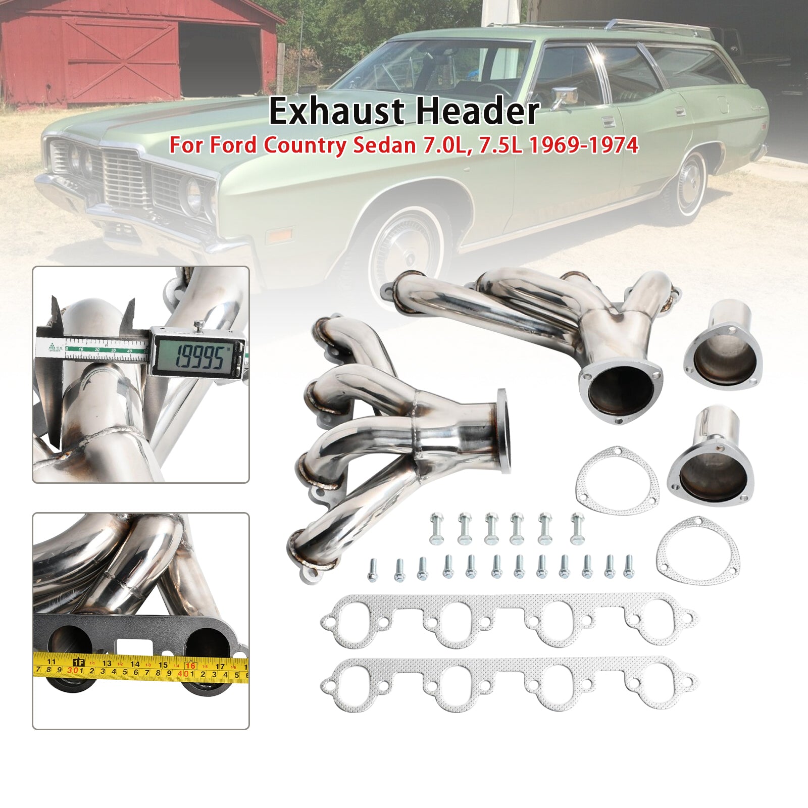 Exhaust Manifold Header Fit Ford Country Sedan Big Block 429 460 7.0/7.5L 1969-1973