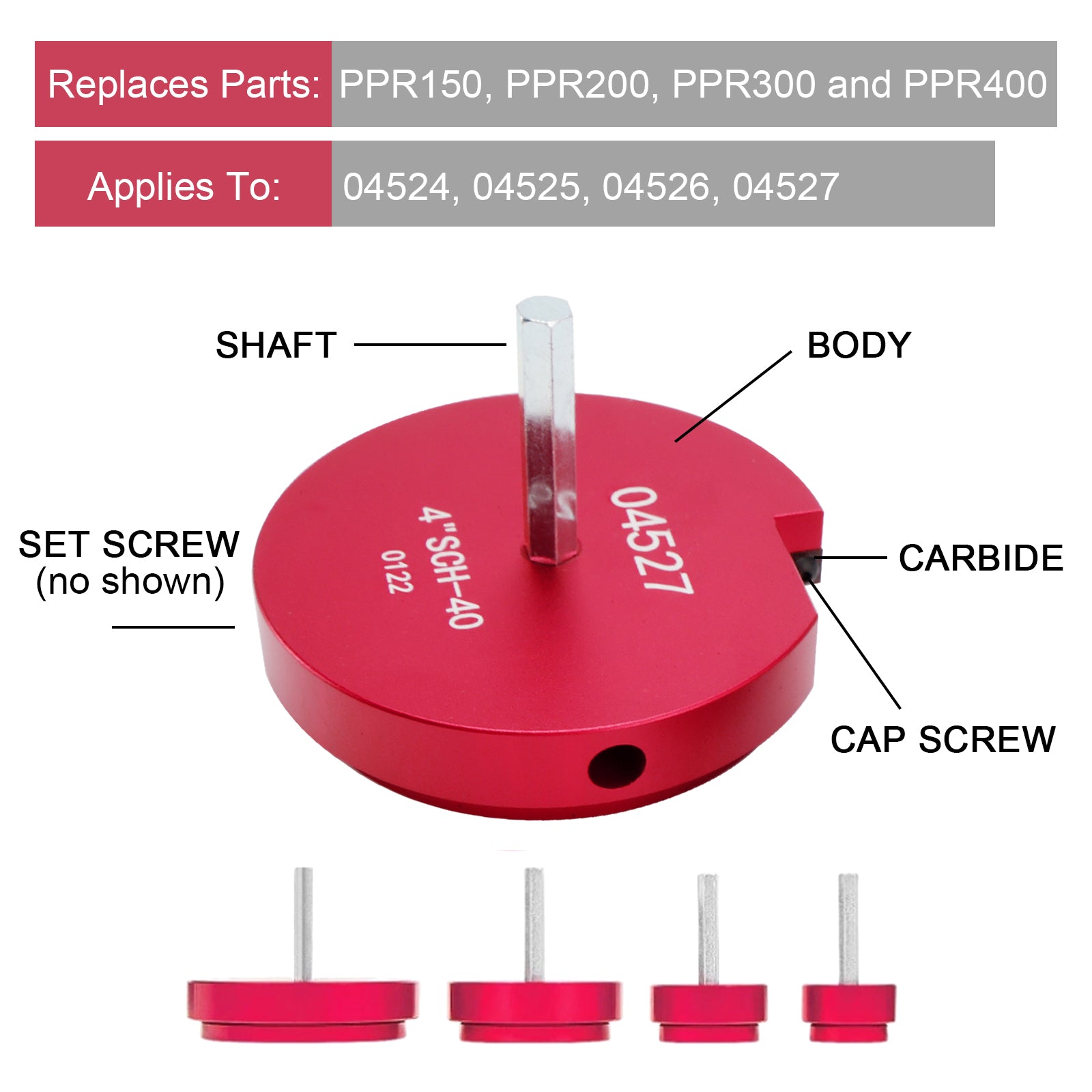 4PCS PVC Pipe Reamer Kit Fitting Socket Saver SCH Plumbing Tools For 1/2" Drills