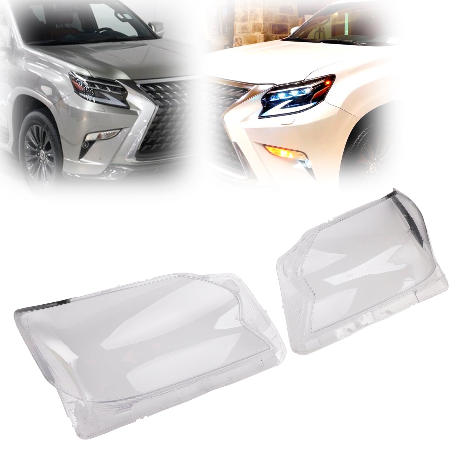 2Pcs Front Headlight Lens Shell+Seal Glue For Lexus GX460 2020-2023 US