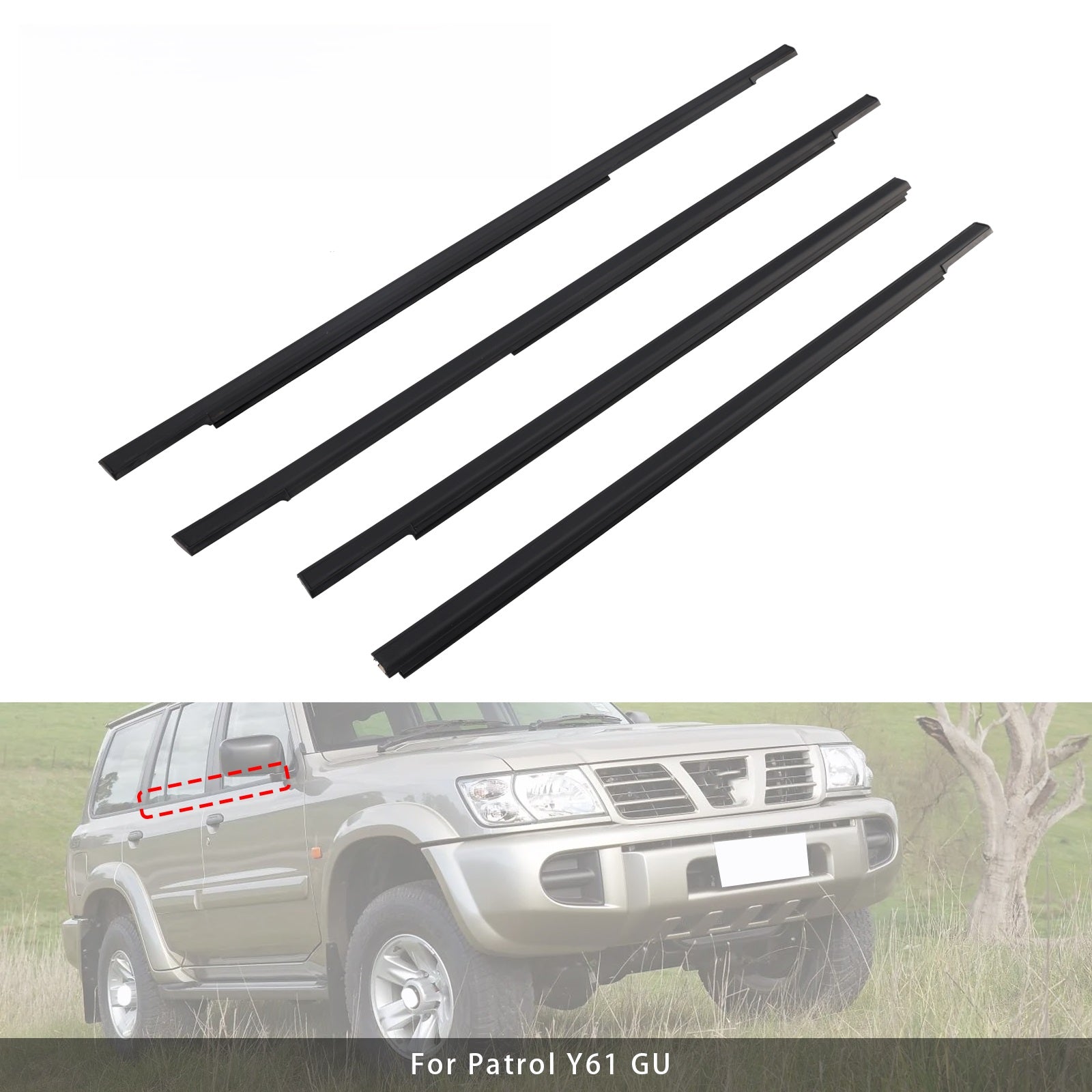 4PCS Door Window Weatherstrip Mould Kit For Patrol Y61 GU