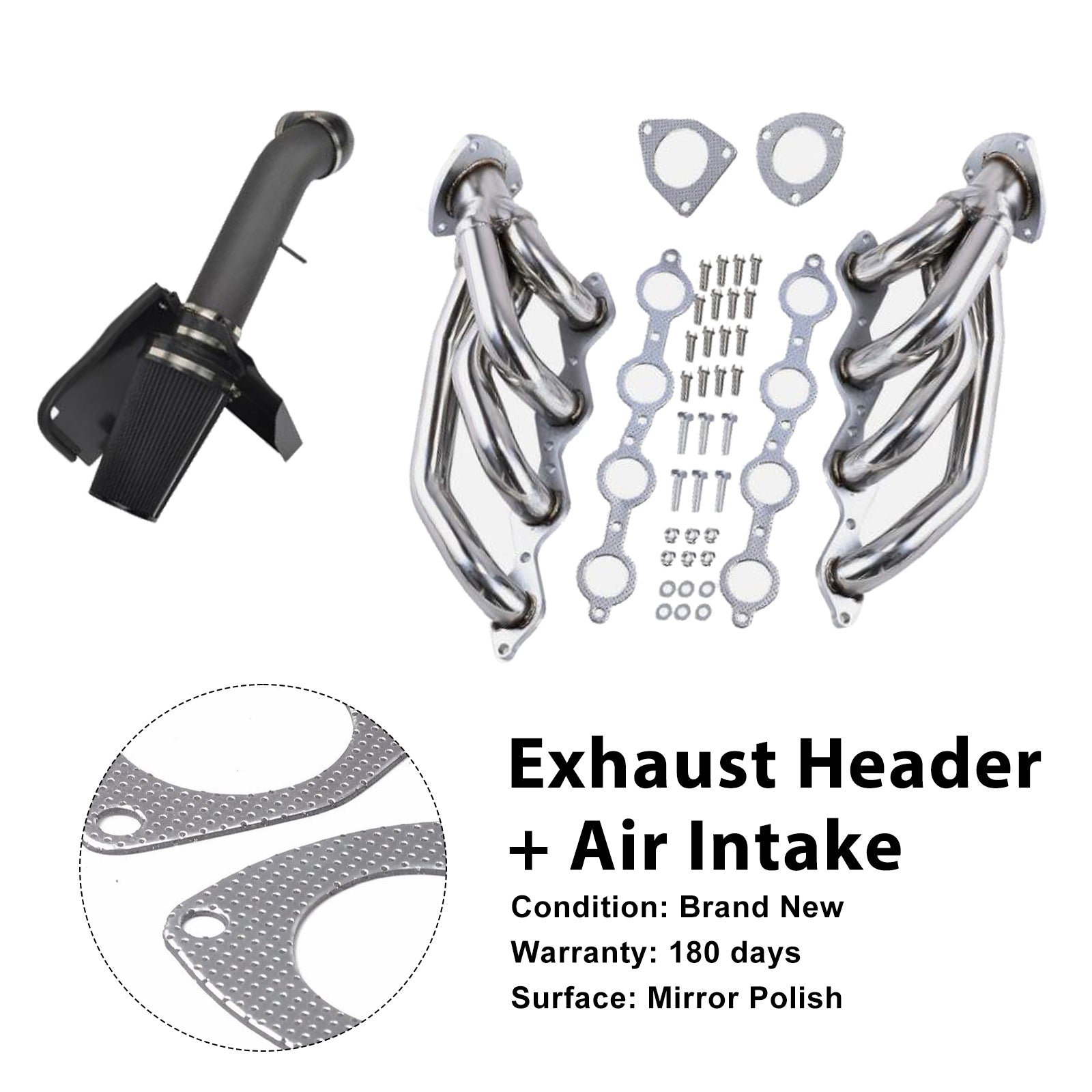 Exhaust Header Air Intake Fit Chevy Fit GMC Avalanche Silverado 2000-2006 V8