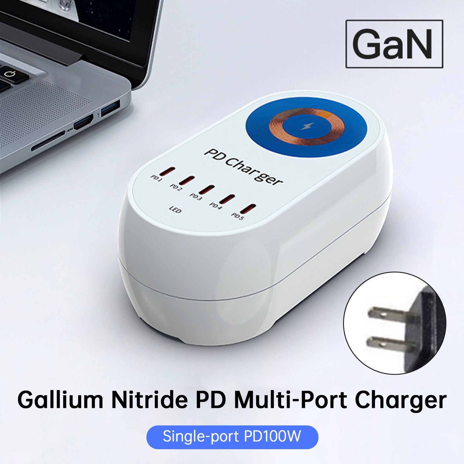 140W PD Multi-Port Charger Magnetic Wireless Fast Charging PD100W Laptop Charger