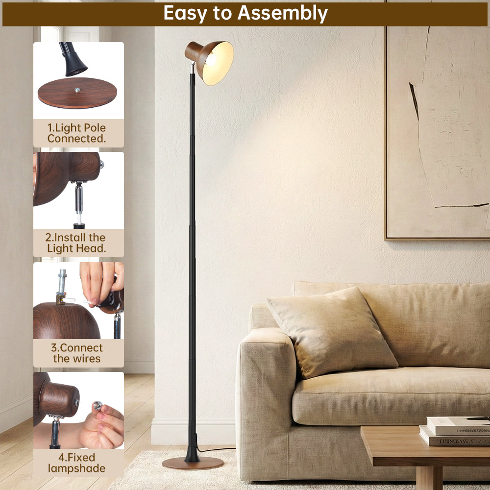 Dimmable for Living Room/Office-Walnut/Black Adjustable LED Floor & Table Lamp 3 Colors