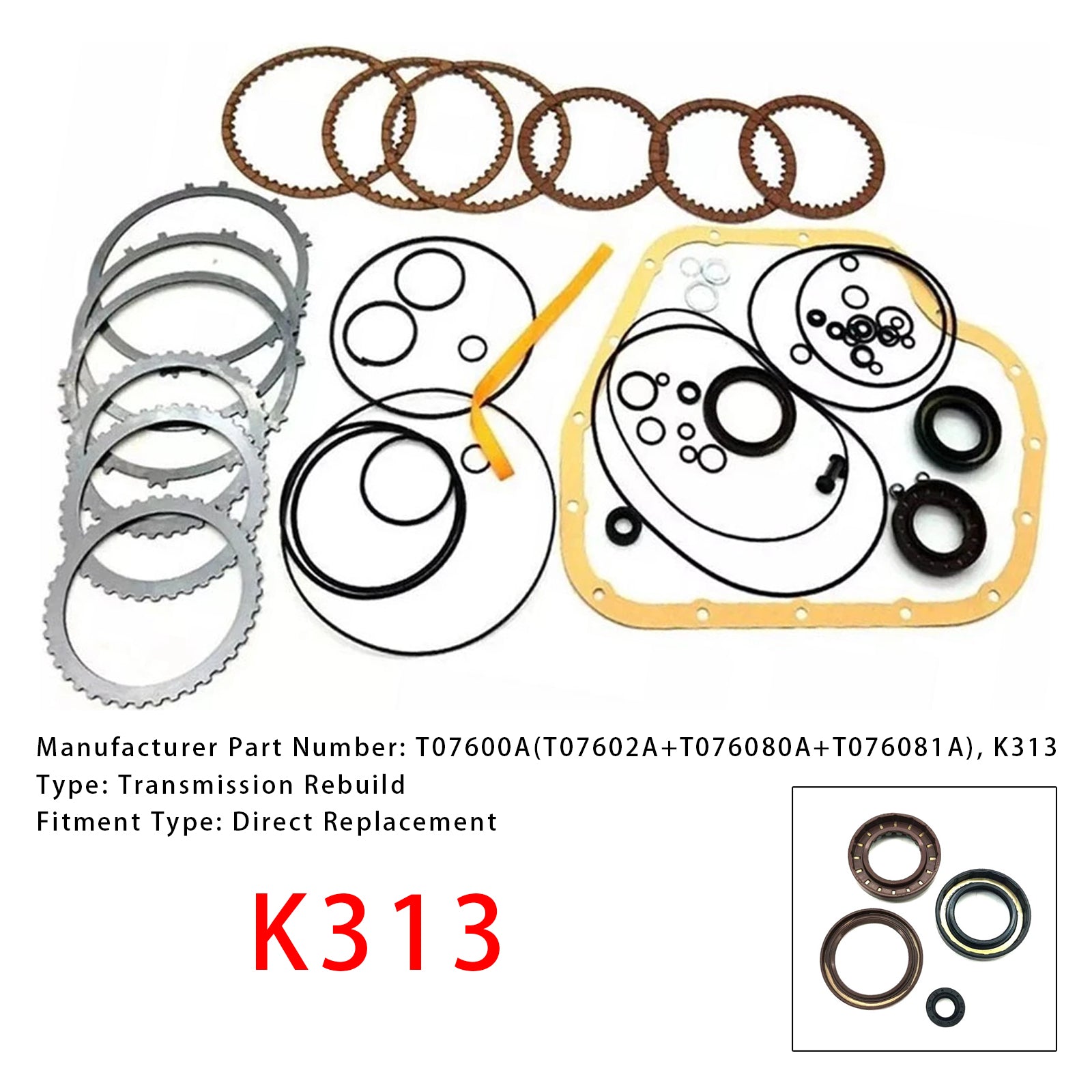 2014-2016 TOYOTA AURIS 1.8L Auto Transmission Master Rebuild Kit Overhaul K313