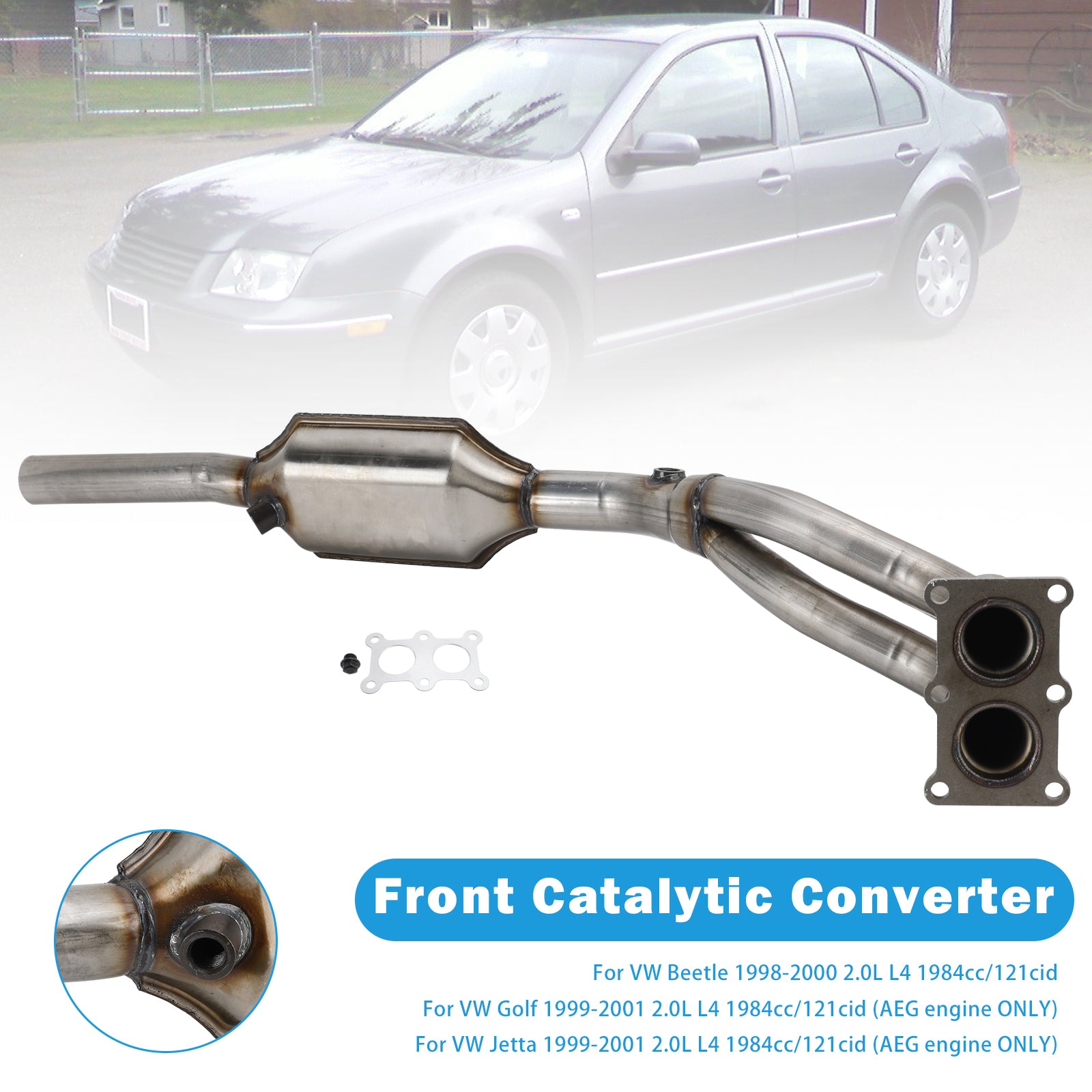 Catalytic Converter for 1999-2000 Volkswagen Beetle/99-01 Jetta/Golf 2.0L