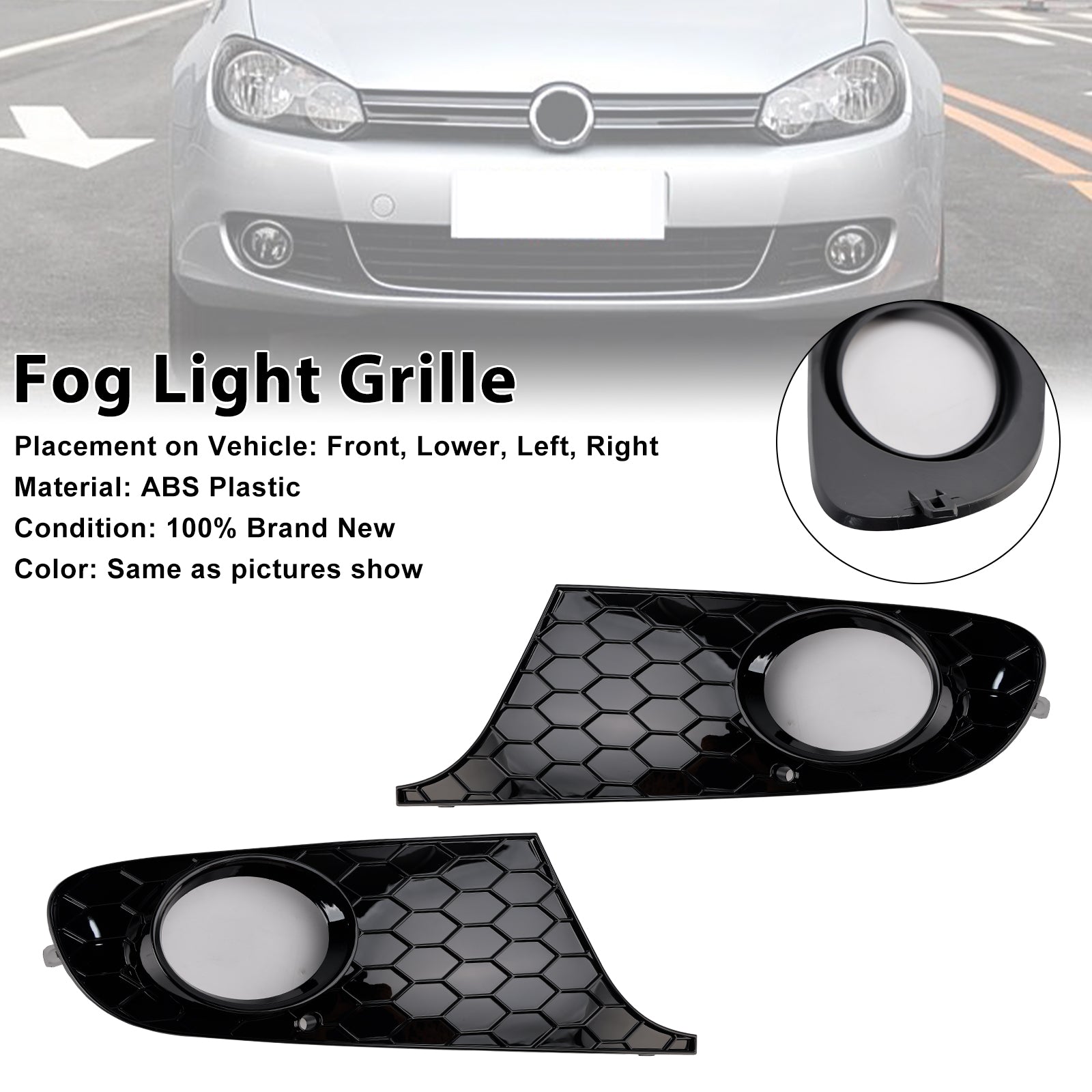 2009-2013 VW MK6 Golf Jetta 2PCS Fog Light Cover Grille Grill 5K0853666