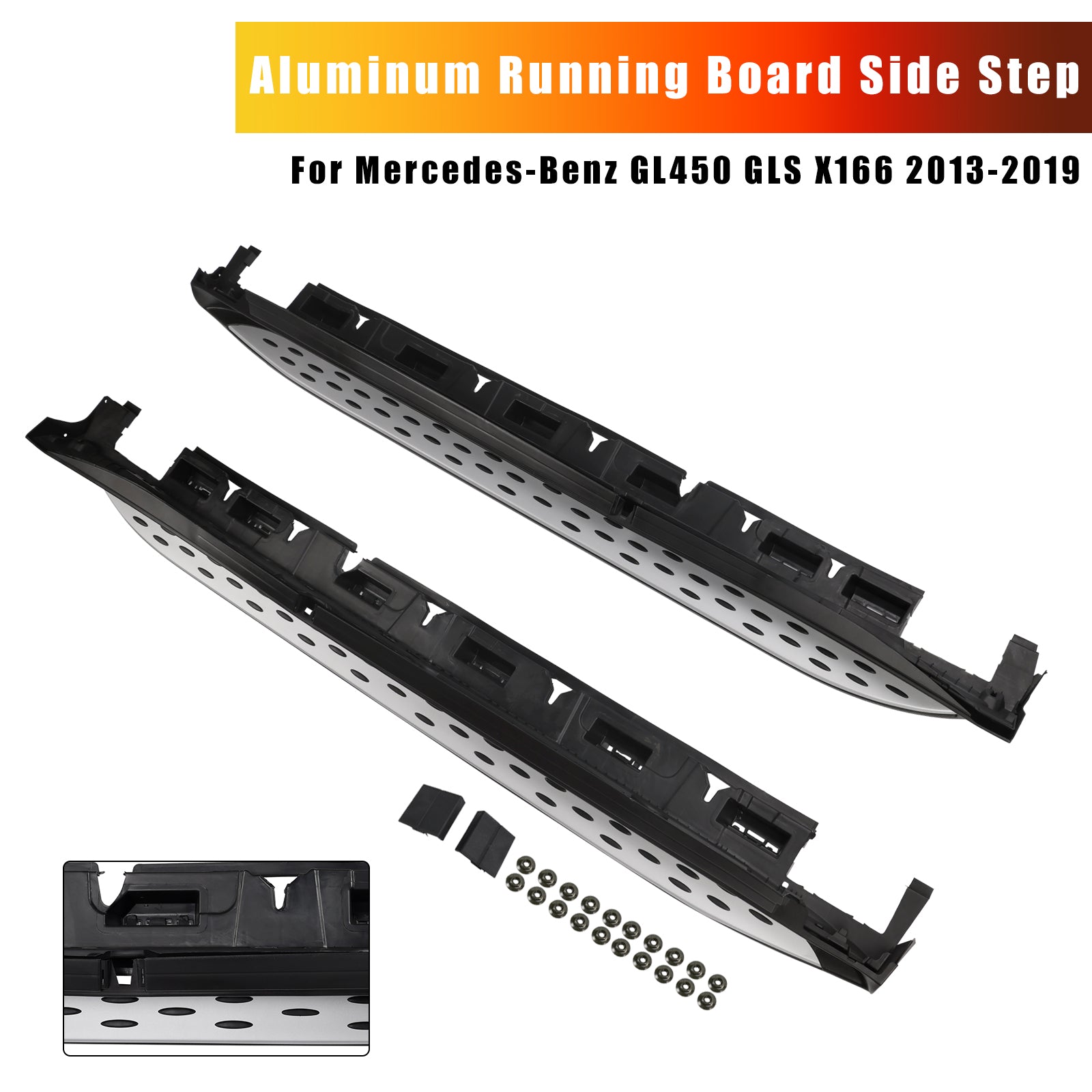Aluminum Running Board Side Step Bar For Mercedes-Benz GL450 GLS X166 2013-2019