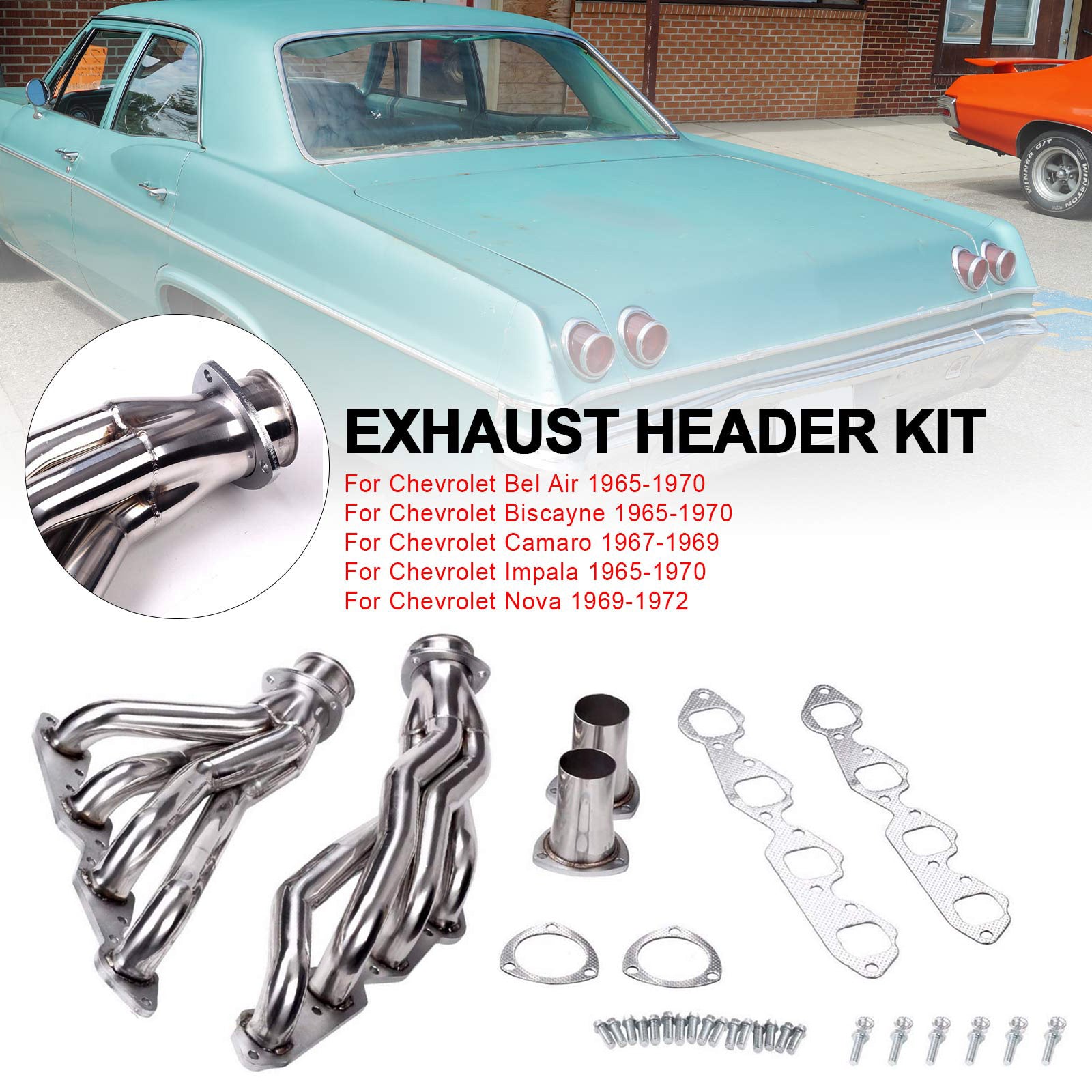 Short Tube Exhaust Header Manifold fit Chevrolet 396 402 427 454 1965-1972