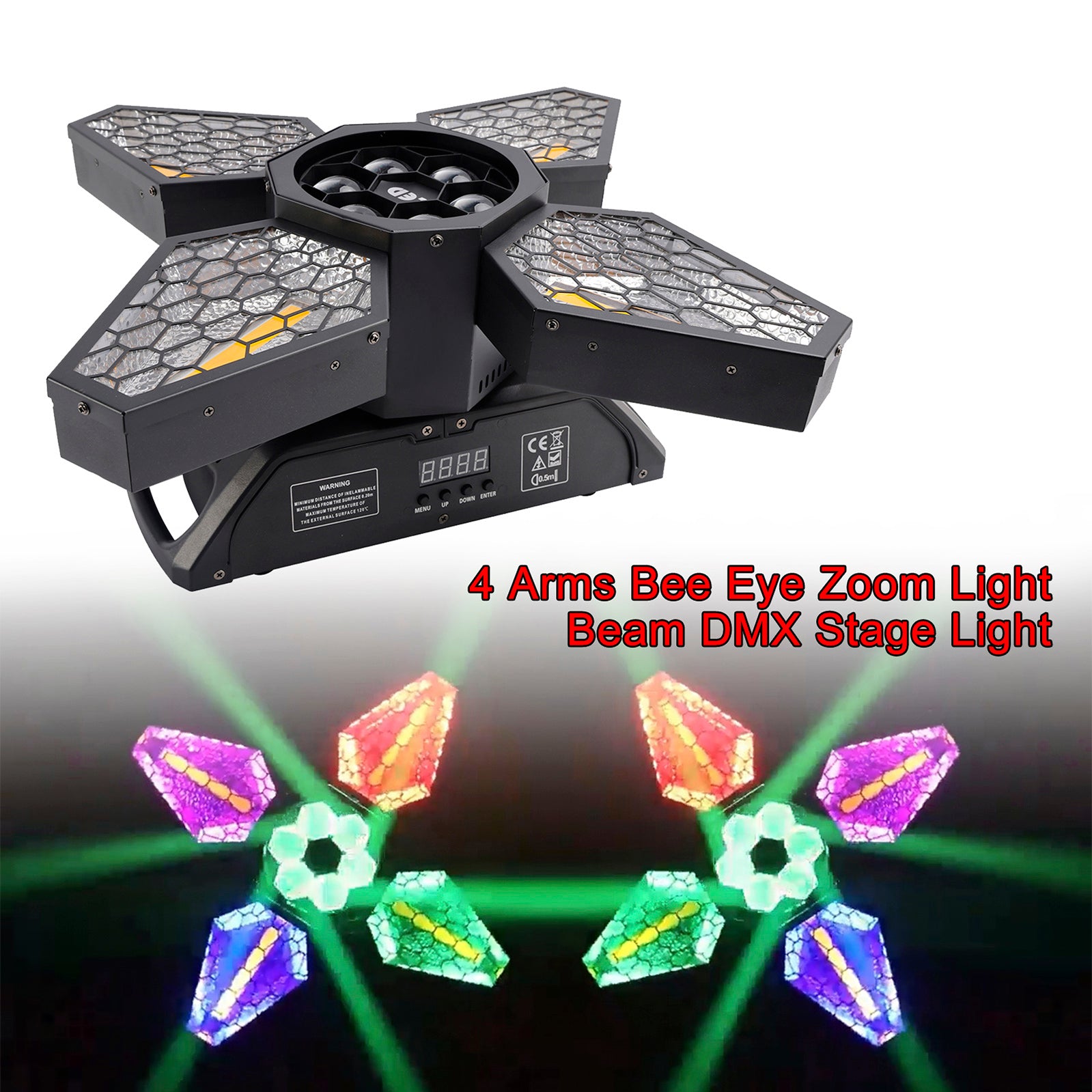 4 Arms Bee Eye Zoom Light Beam DMX Stage Light Disco Show Bar Party Lighting