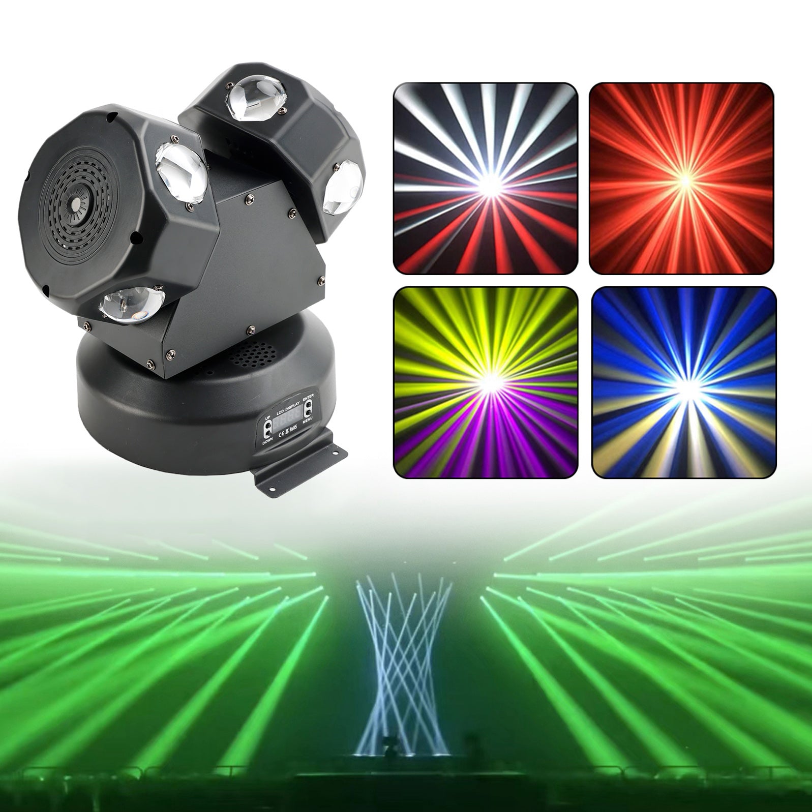 120W Moving Head Light 8 LED Rotating Beam Light RGBW Stage Light DJ Lighting US