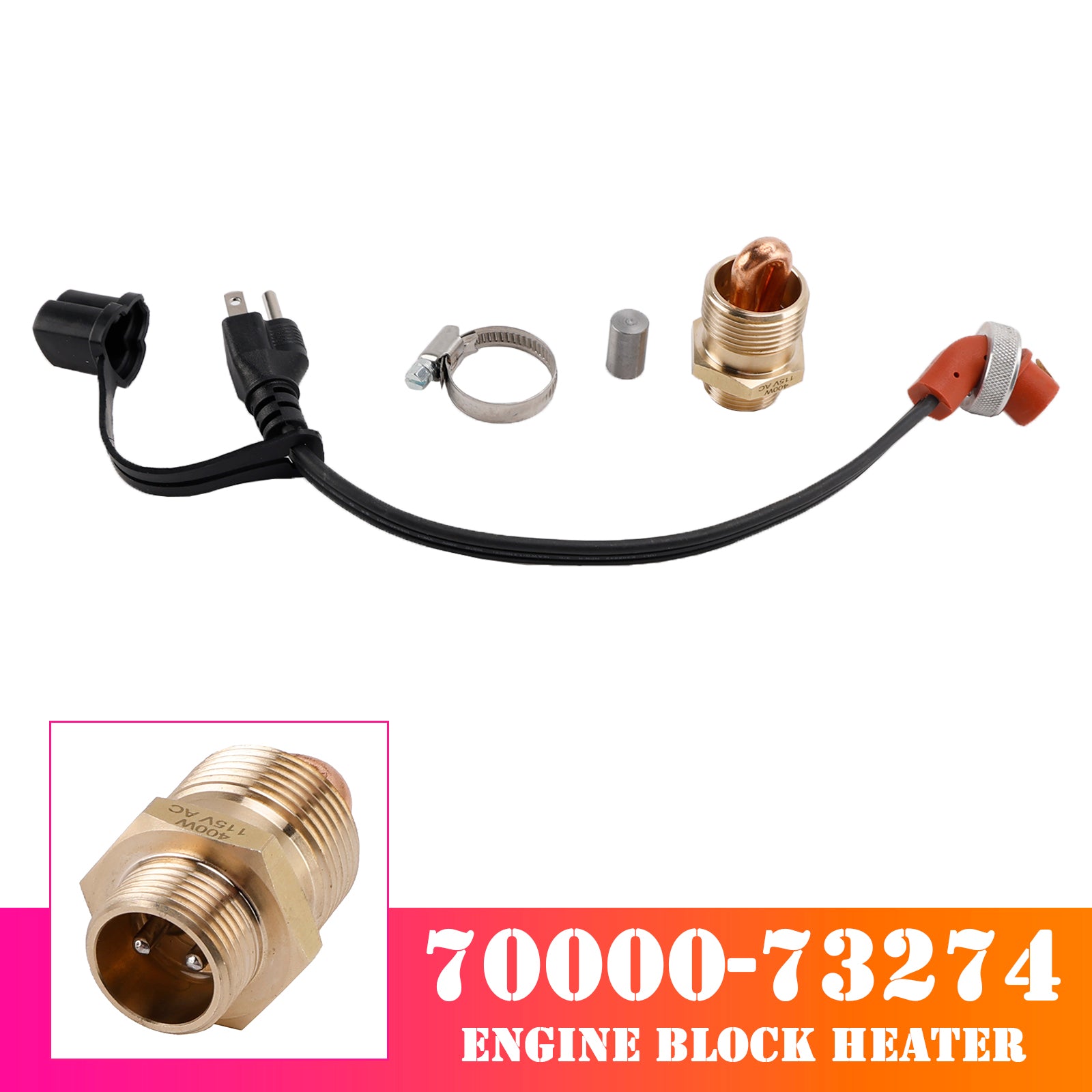 70000-73274 Engine Block Heater for Kubota B20 B26 B1550 B1700 115V 400W