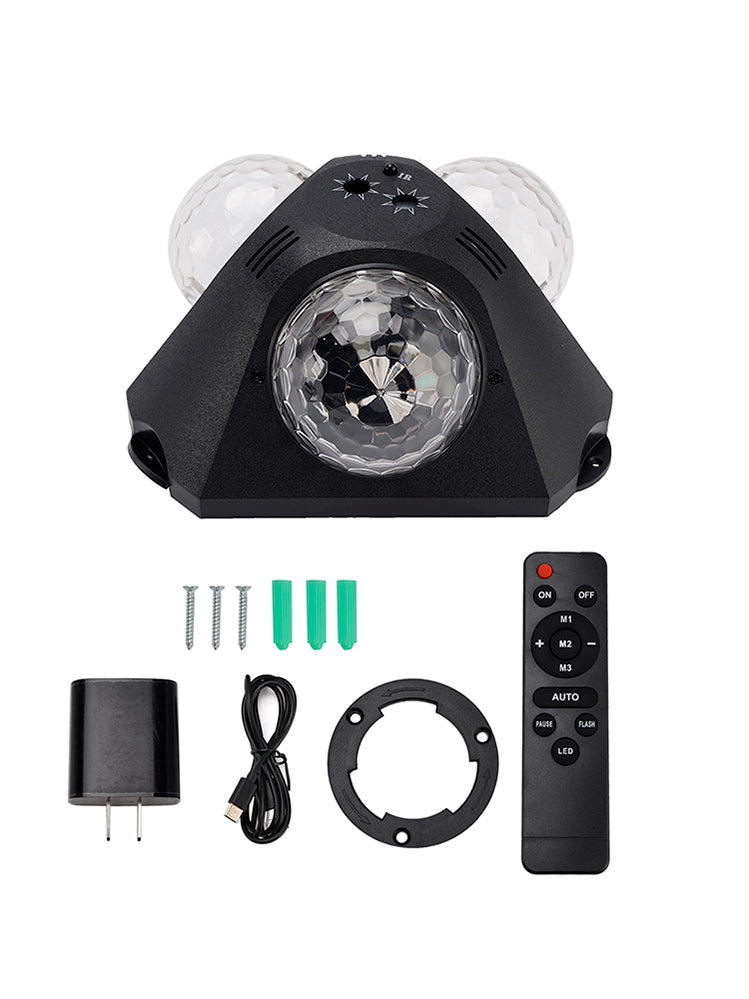 3Head Sound Activated Magic Ball Strobe Light With Remote Control For Home Party