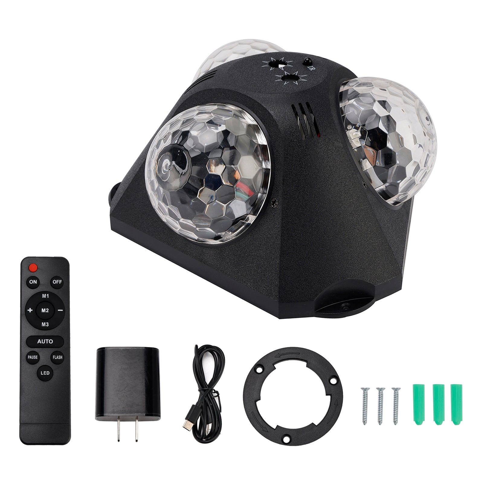 3Head Sound Activated Magic Ball Strobe Light With Remote Control For Home Party