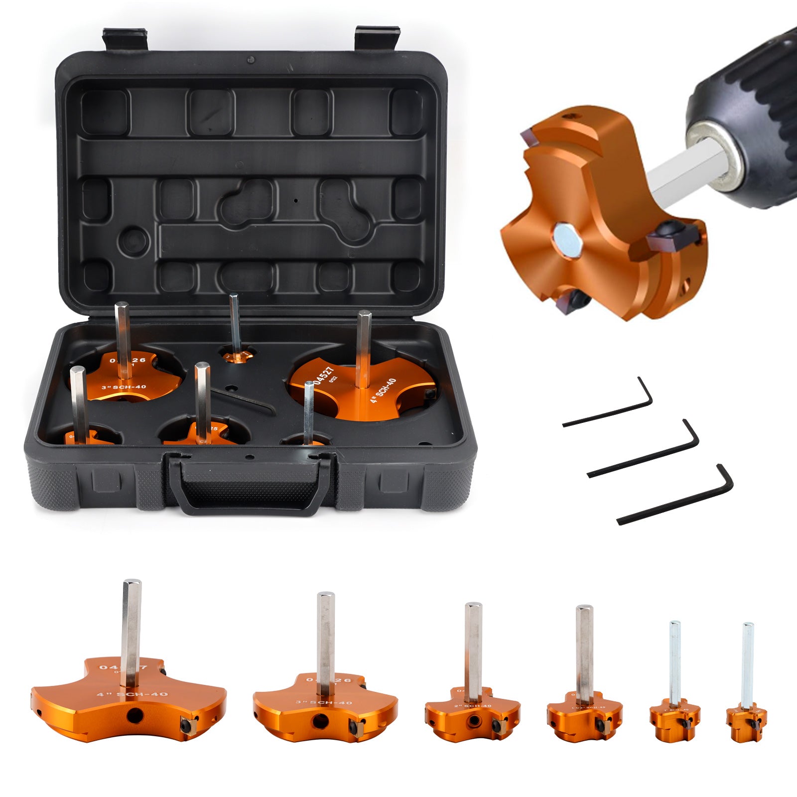 6 PCS Triple Blade PVC Pipe Reamer Kit Pipe Fitting Reamer Tool For Plumbing
