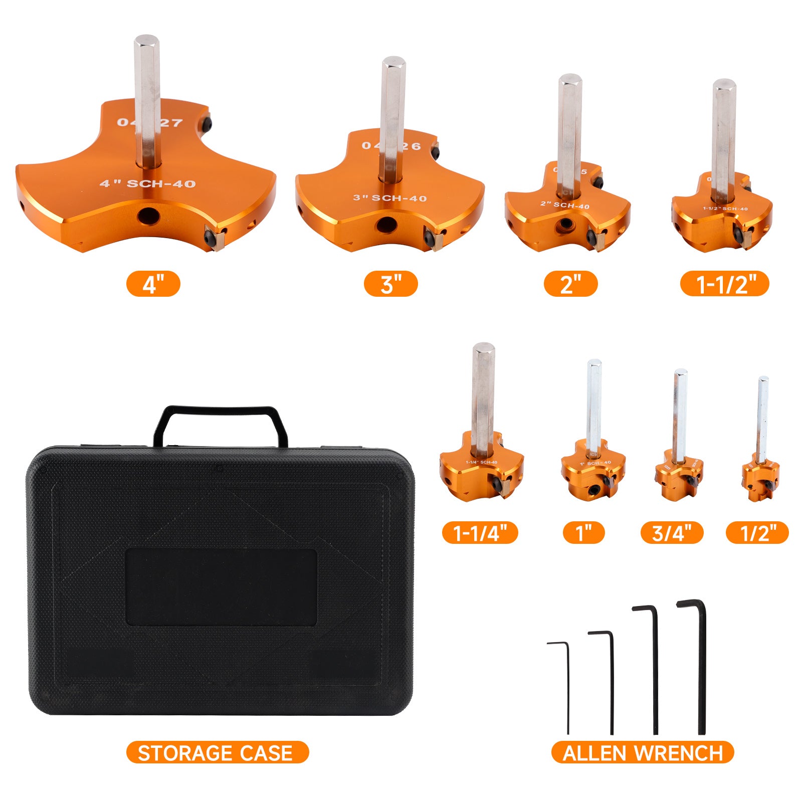 8 PCS Triple Blade PVC Pipe Reamer Kit Pipe Fitting Reamer Tool For Plumbing