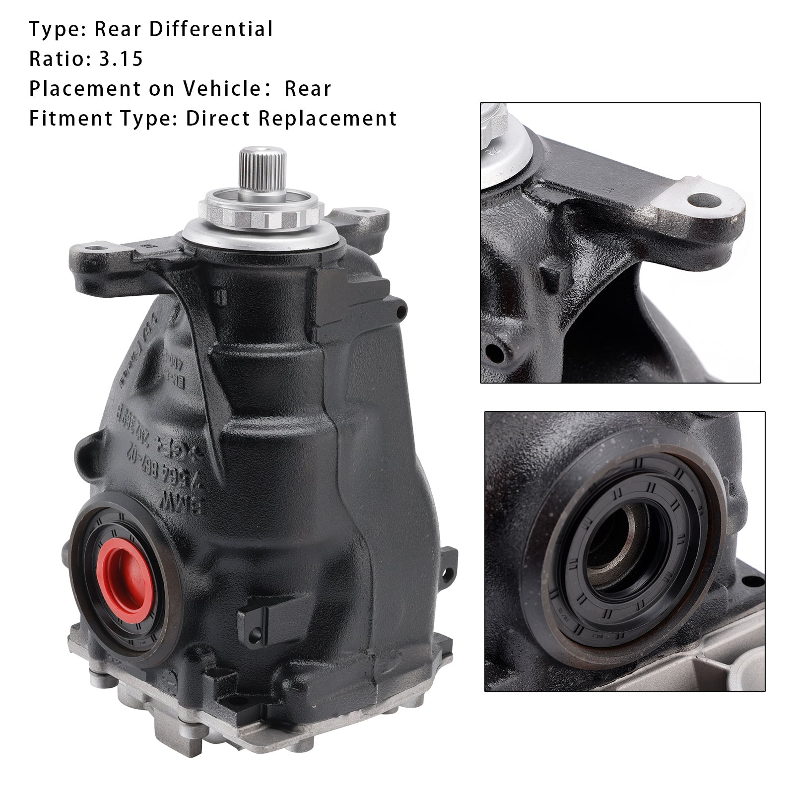 2015 BMW X6 sDrive35i, xDrive35i 3.0L L6 Rear Differential Assembly 3.15 Ratio 33107636992