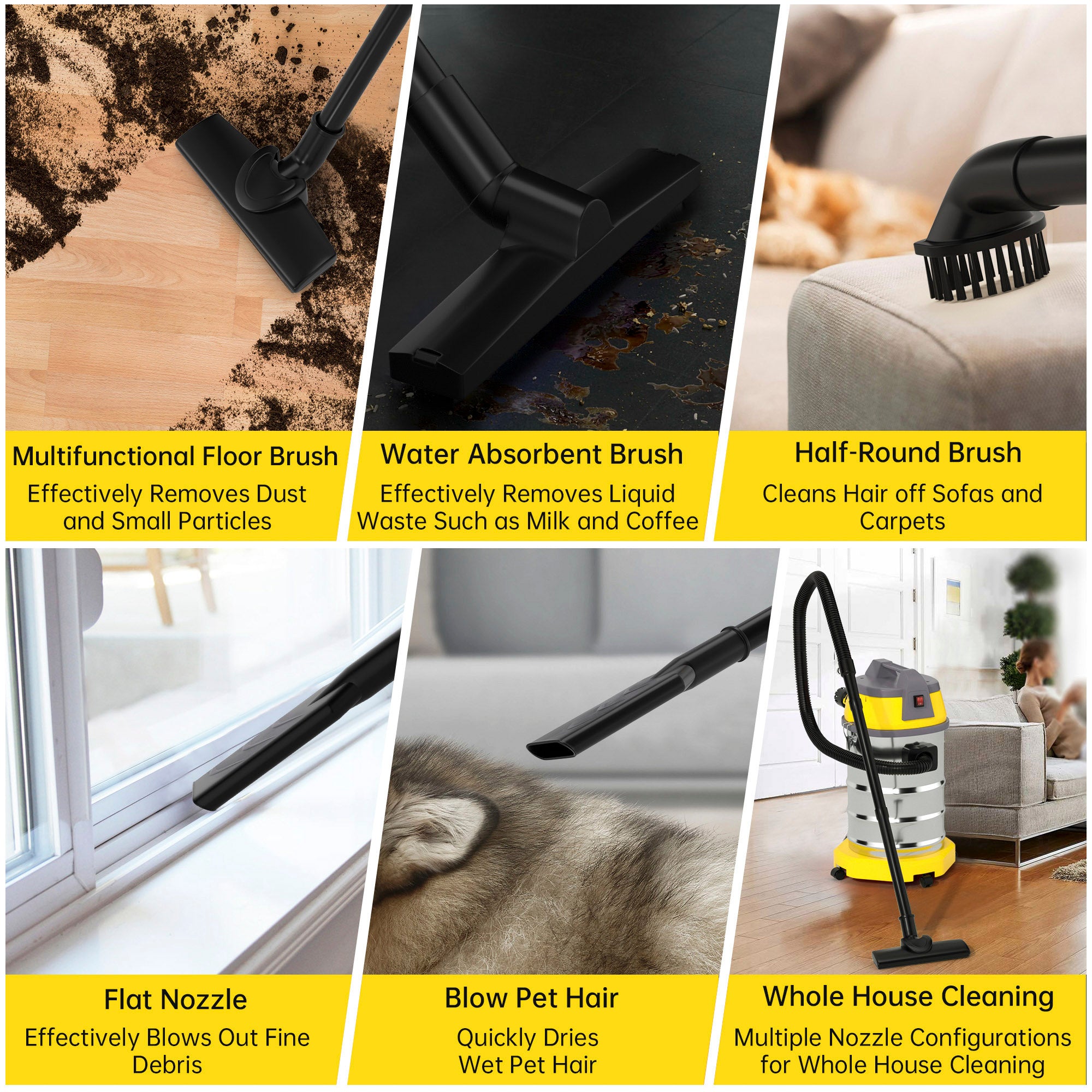 Wet Dry Blow Three Uses 10 Gallon 3200w 8 Peak Hp Stainless Steel Shop Vac Vacuum Cleaner Garage Portable Car Detailing For House Garage Workshop Car