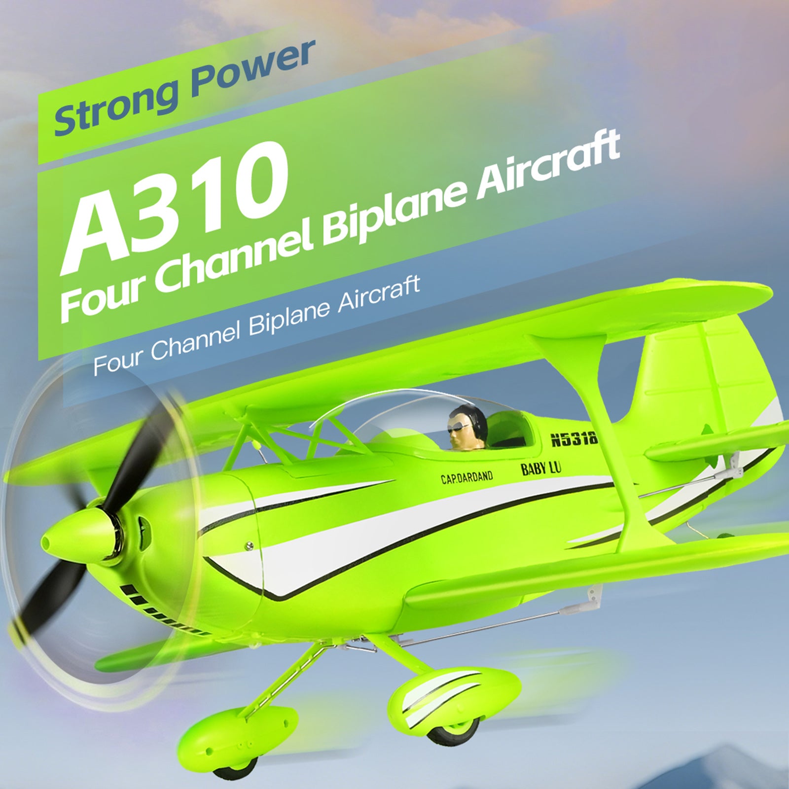 Wltoys XK A310 2.4G 4CH RC Fixed-Wing Aircraft Model 3D/6G Realistic Plane Green