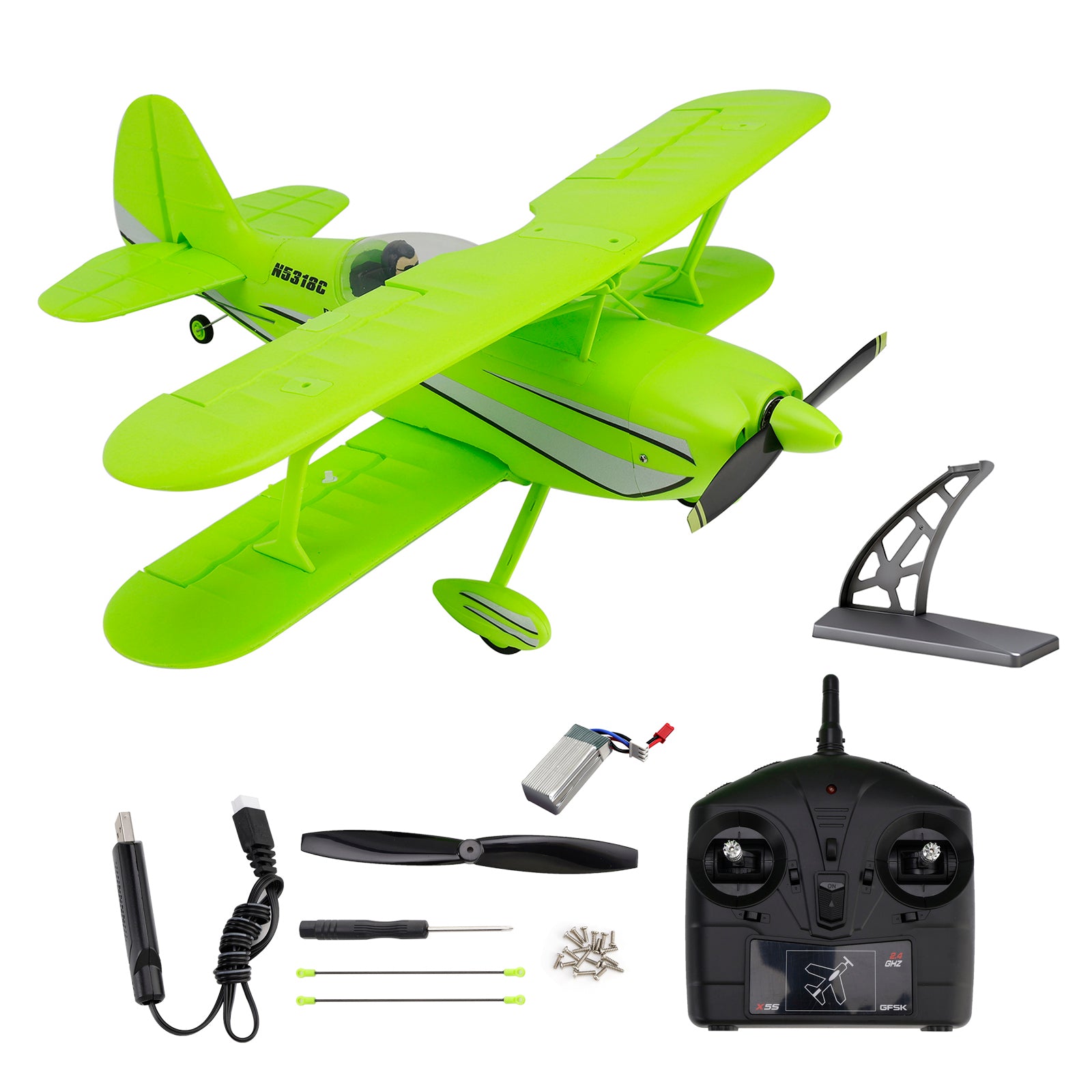Wltoys XK A310 2.4G 4CH RC Fixed-Wing Aircraft Model 3D/6G Realistic Plane Green
