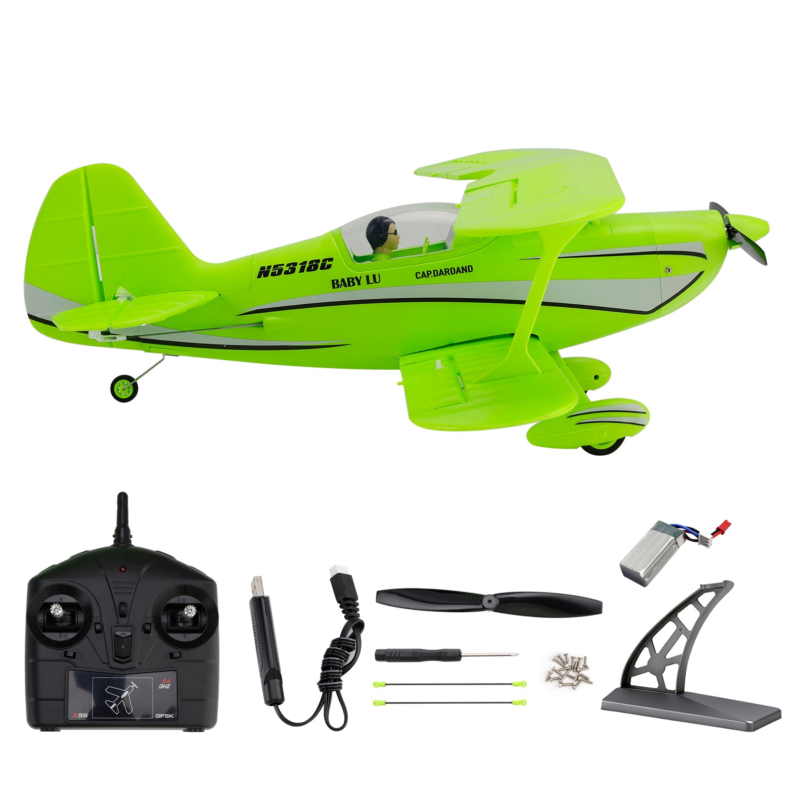 Wltoys XK A310 2.4G 4CH RC Fixed-Wing Aircraft Model 3D/6G Realistic Plane Green