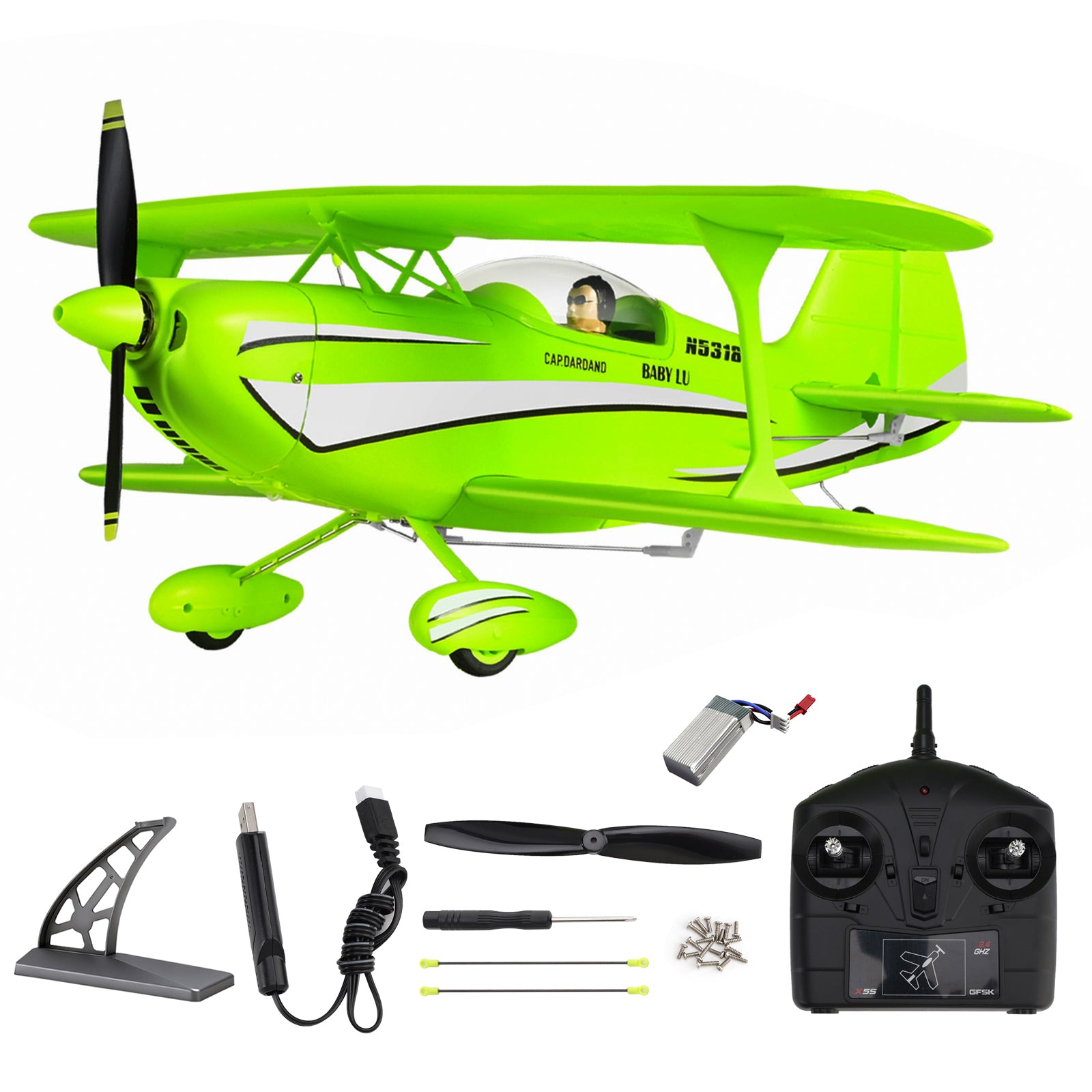 Wltoys XK A310 2.4G 4CH RC Fixed-Wing Aircraft Model 3D/6G Realistic Plane Green