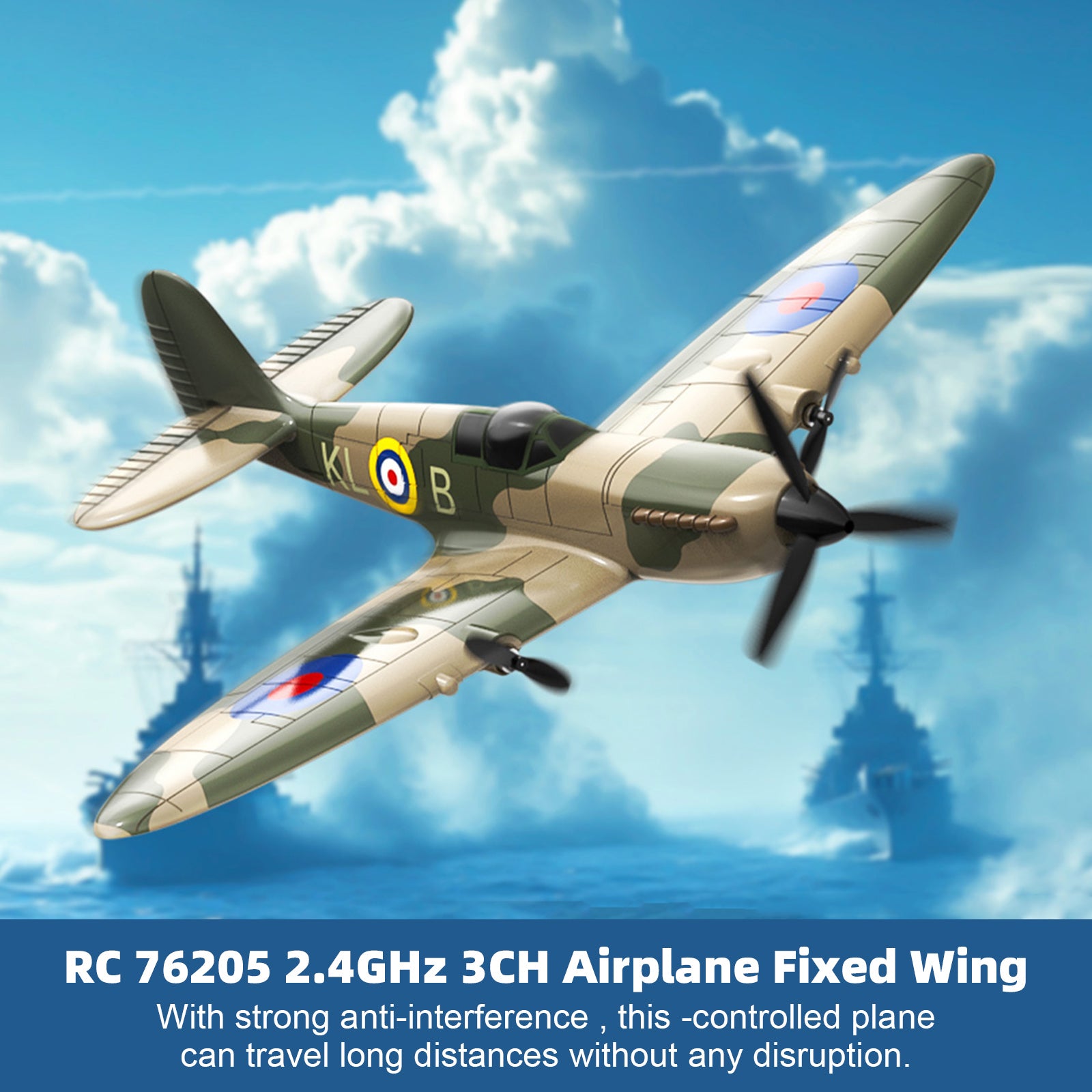 RC 76205 2.4GHz 3CH Airplane Fixed Wing With Gyro System 2 Batteries Kid Toy